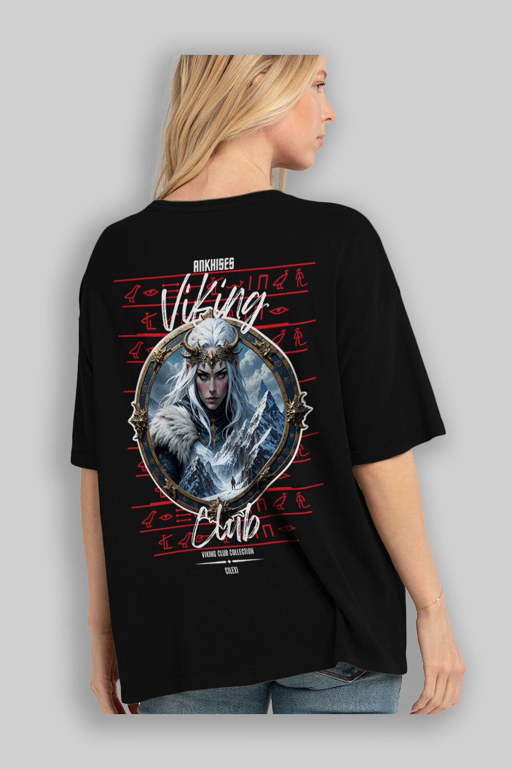 Viking Mitolojisi Serisi 19 Arka Baskılı Oversize t-shirt Erkek Kadın %100 Pamuk Bisiklet Yaka tişort