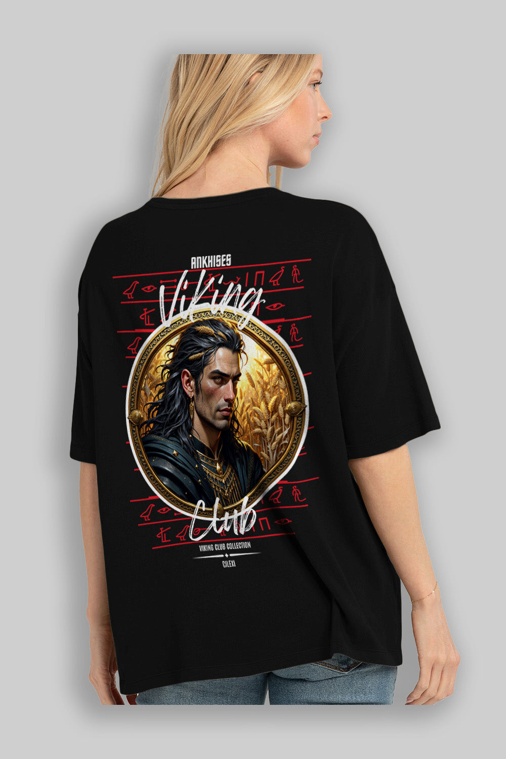 Viking Mitolojisi Serisi 2 Arka Baskılı Oversize t-shirt Erkek Kadın %100 Pamuk Bisiklet Yaka tişort
