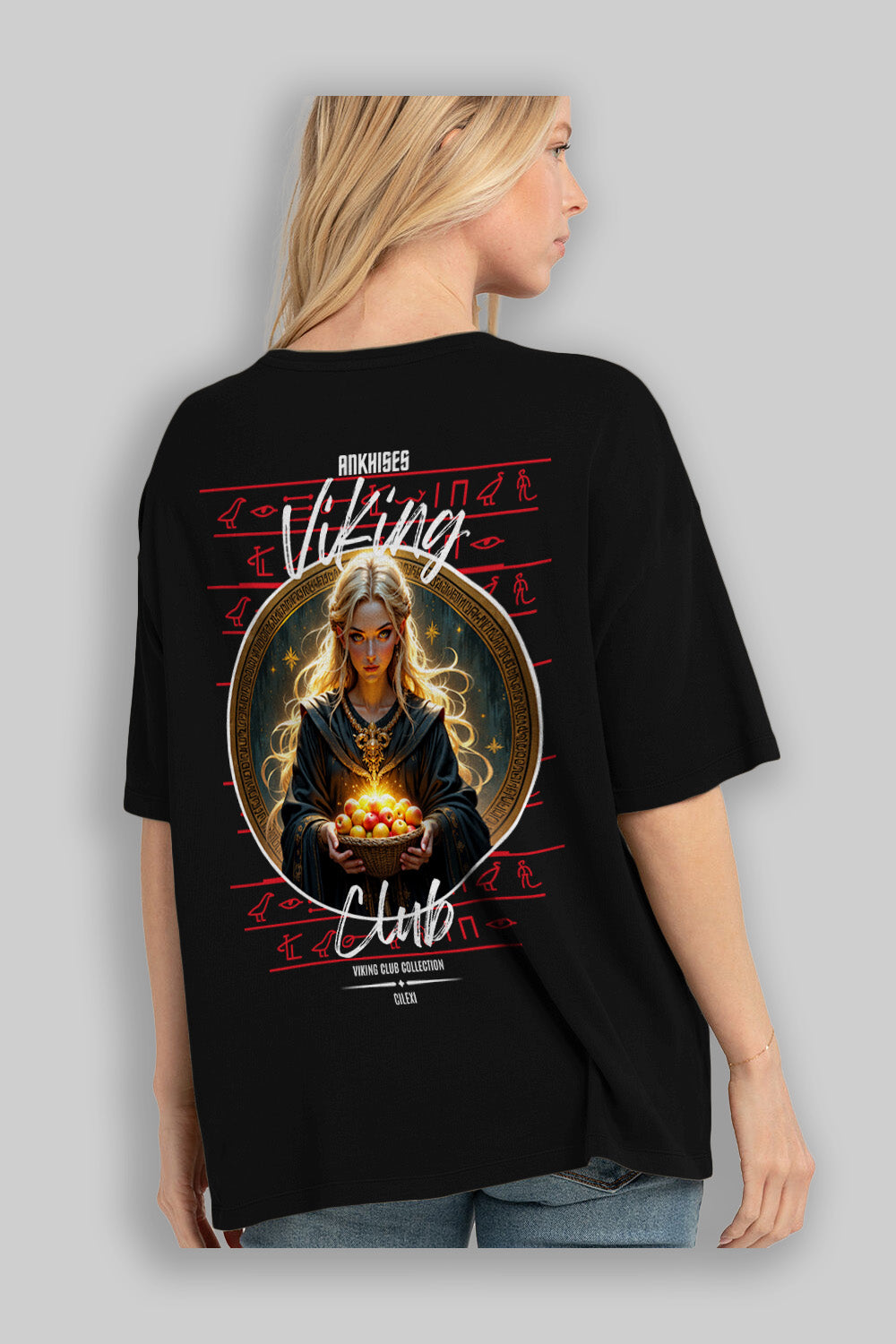 Viking Mitolojisi Serisi 16 Arka Baskılı Oversize t-shirt Erkek Kadın %100 Pamuk Bisiklet Yaka tişort