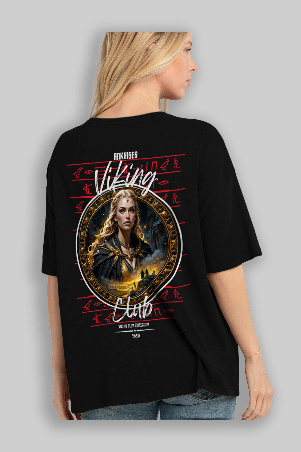 Viking Mitolojisi Serisi 1 Arka Baskılı Oversize t-shirt Erkek Kadın %100 Pamuk Bisiklet Yaka tişort