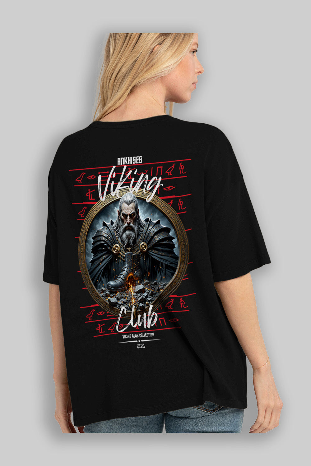 Viking Mitolojisi Serisi 22 Arka Baskılı Oversize t-shirt Erkek Kadın %100 Pamuk Bisiklet Yaka tişort