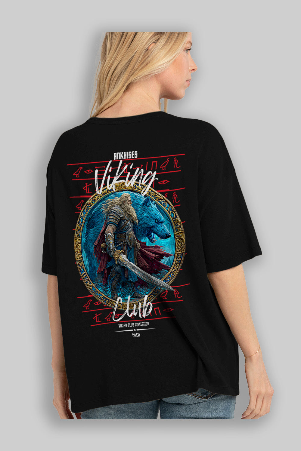 Tyr Arka Baskılı Oversize t-shirt Erkek Kadın %100 Pamuk Bisiklet Yaka tişort