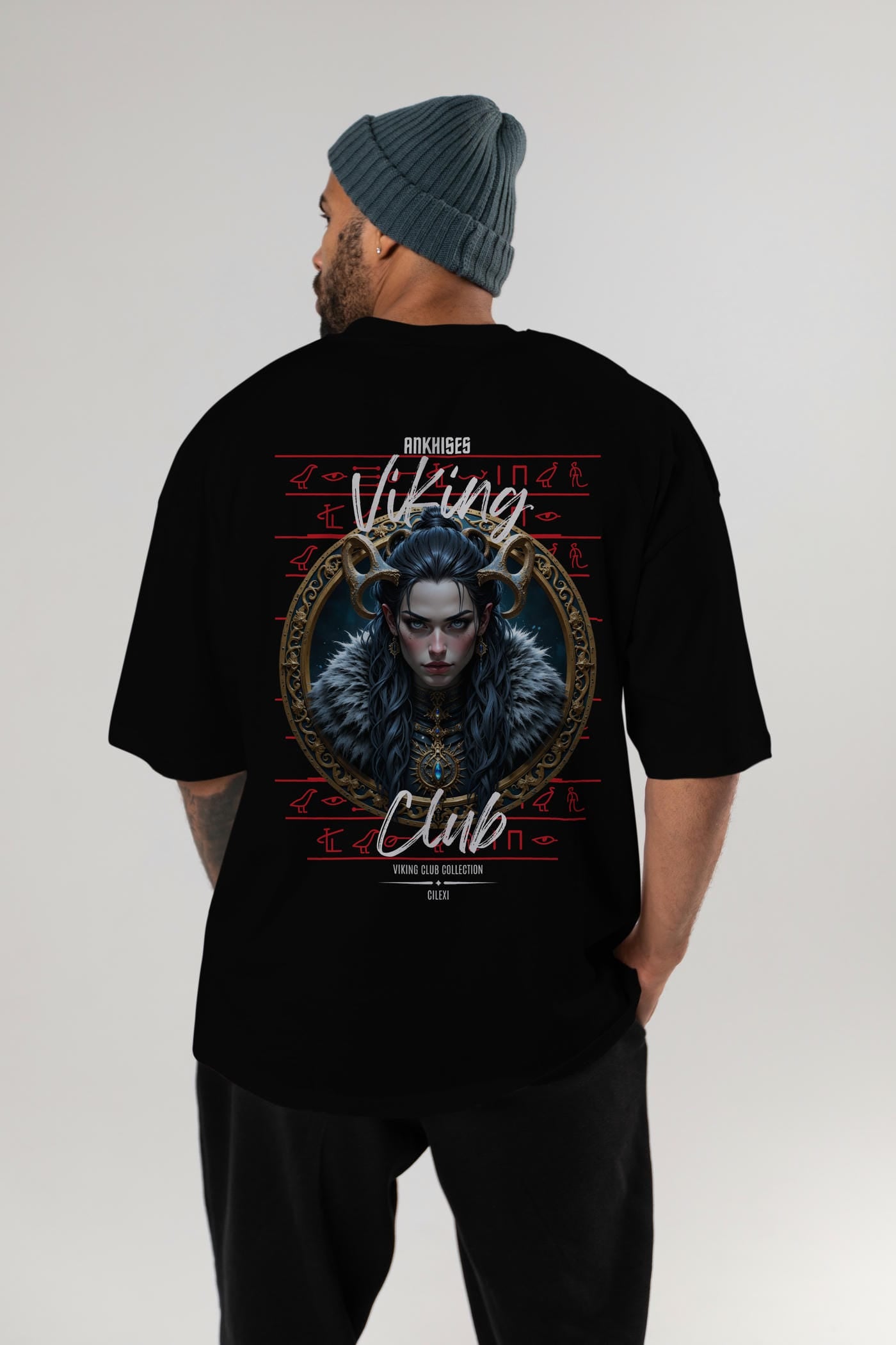Viking Mitolojisi Serisi 18 Arka Baskılı Oversize t-shirt Erkek Kadın %100 Pamuk Bisiklet Yaka tişort