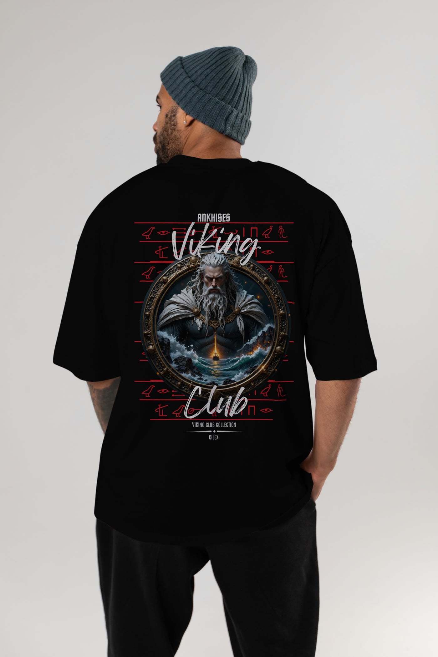 Viking Mitolojisi Serisi 13 Arka Baskılı Oversize t-shirt Erkek Kadın %100 Pamuk Bisiklet Yaka tişort