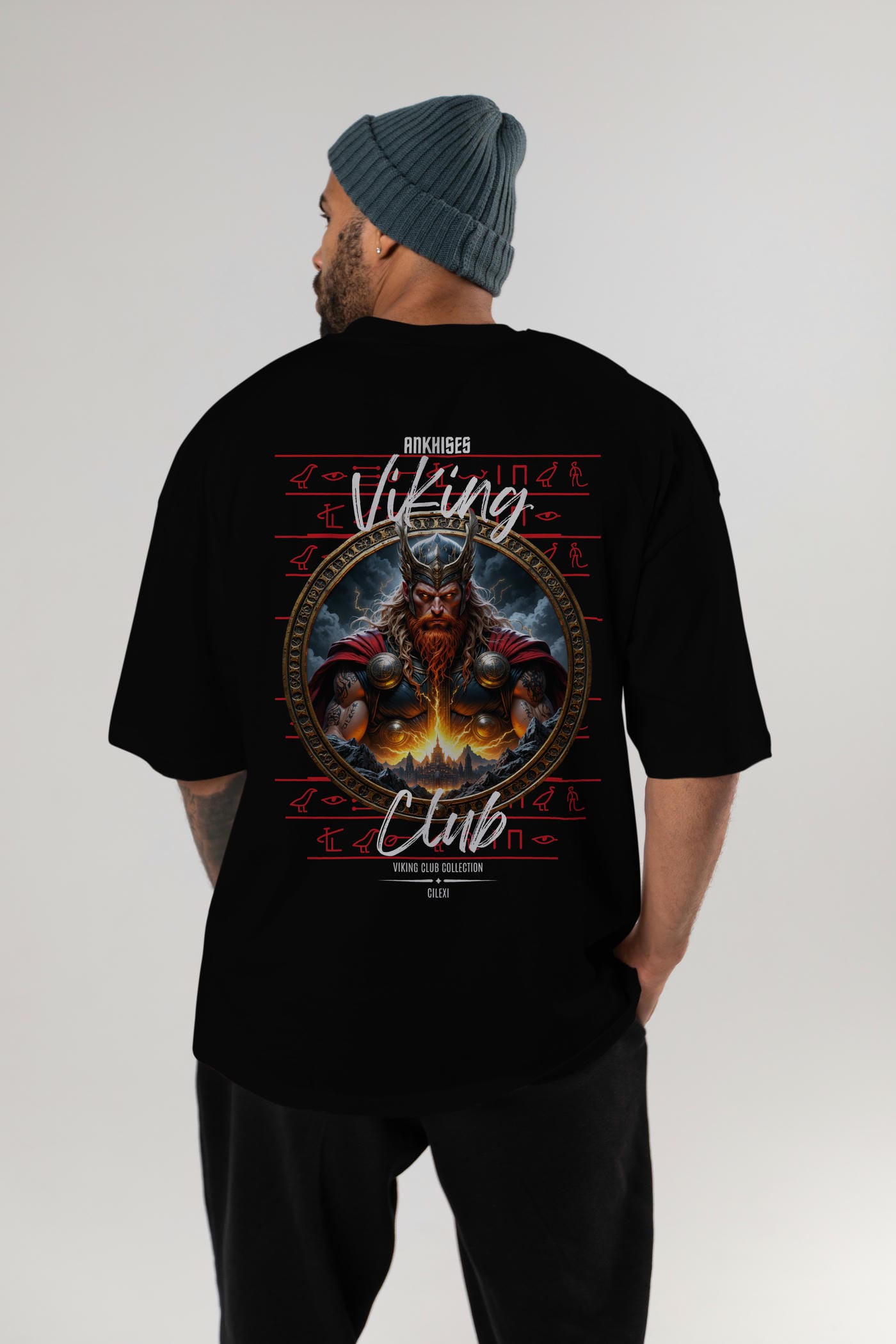 Thor 1 Arka Baskılı Oversize t-shirt Erkek Kadın %100 Pamuk Bisiklet Yaka tişort
