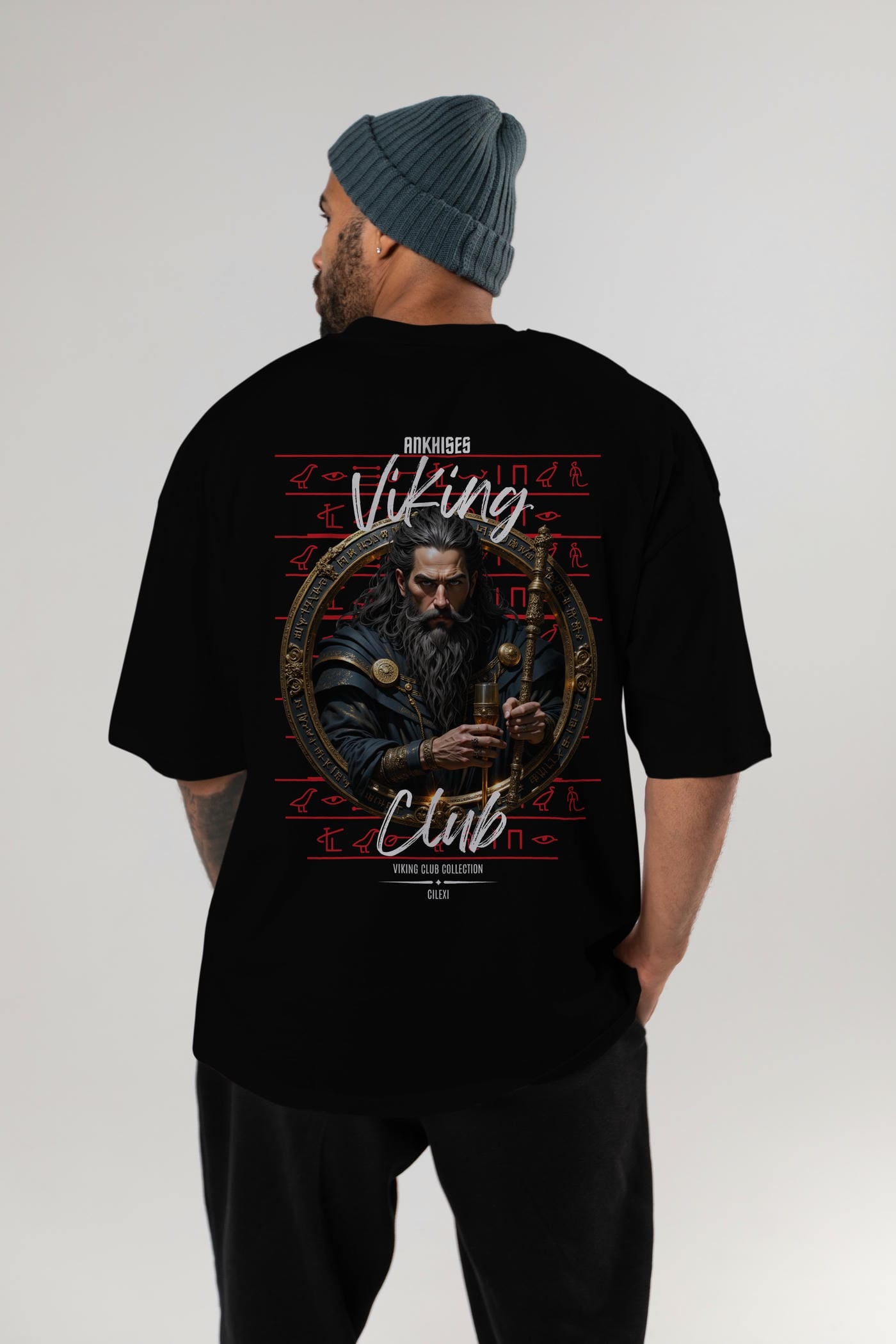 Viking Mitolojisi Serisi 20 Arka Baskılı Oversize t-shirt Erkek Kadın %100 Pamuk Bisiklet Yaka tişort