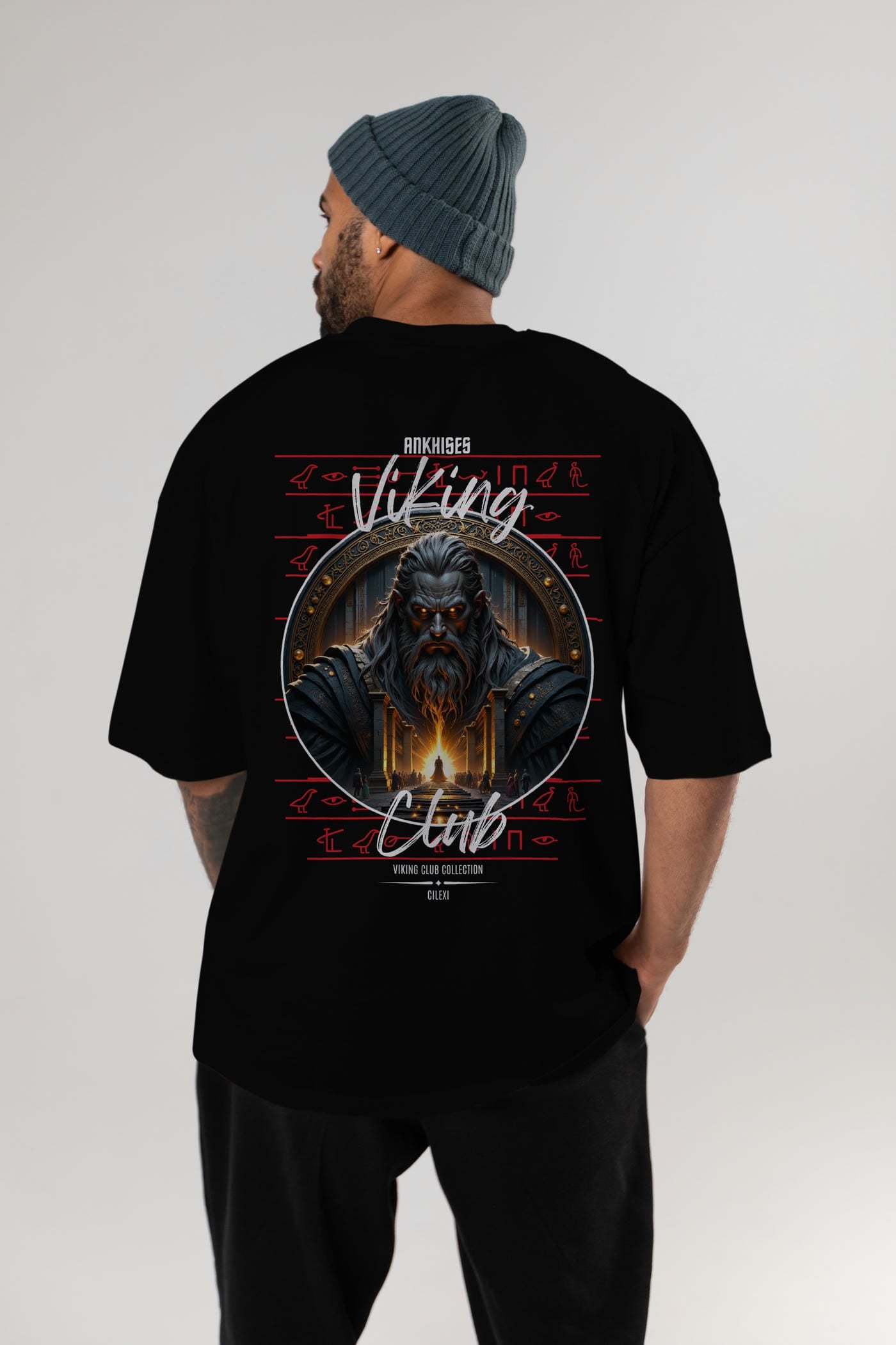 Odin 3 Arka Baskılı Oversize t-shirt Erkek Kadın %100 Pamuk Bisiklet Yaka tişort