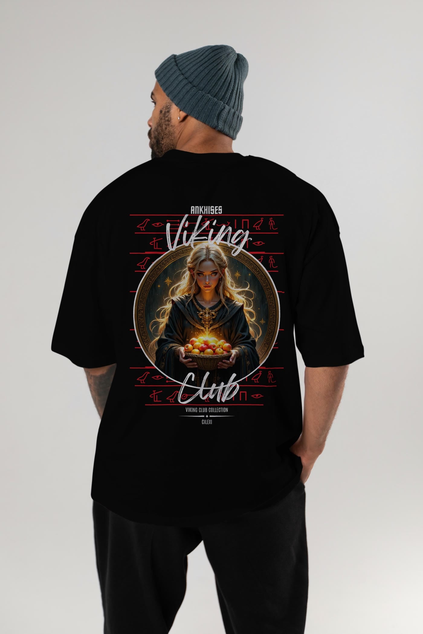 Viking Mitolojisi Serisi 16 Arka Baskılı Oversize t-shirt Erkek Kadın %100 Pamuk Bisiklet Yaka tişort