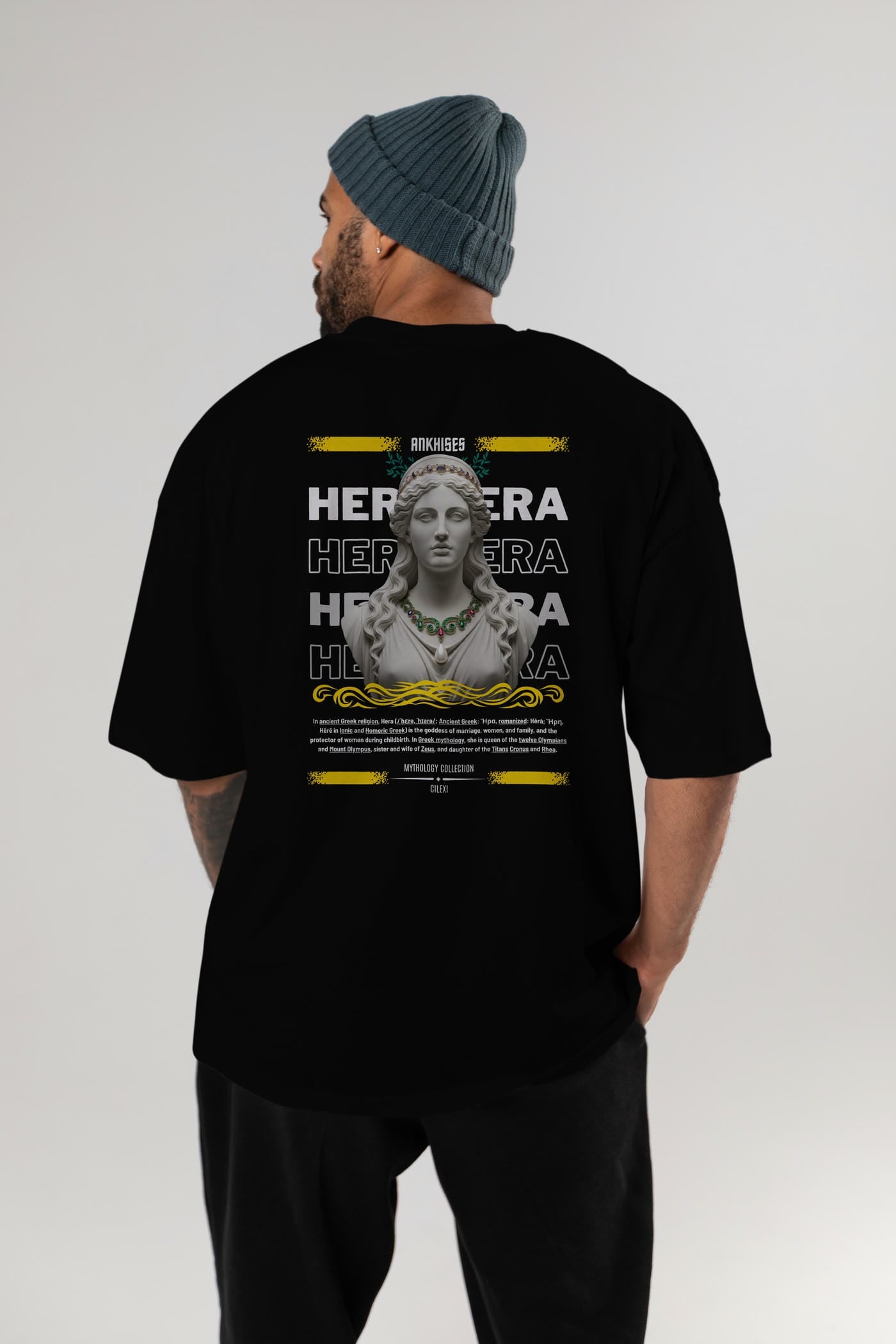 Hera 1 Arka Baskılı Oversize t-shirt Erkek Kadın %100 Pamuk Bisiklet Yaka tişort