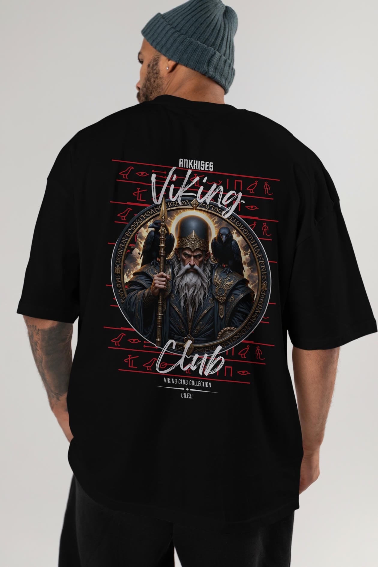 Odin 1 Arka Baskılı Oversize t-shirt Erkek Kadın %100 Pamuk Bisiklet Yaka tişort