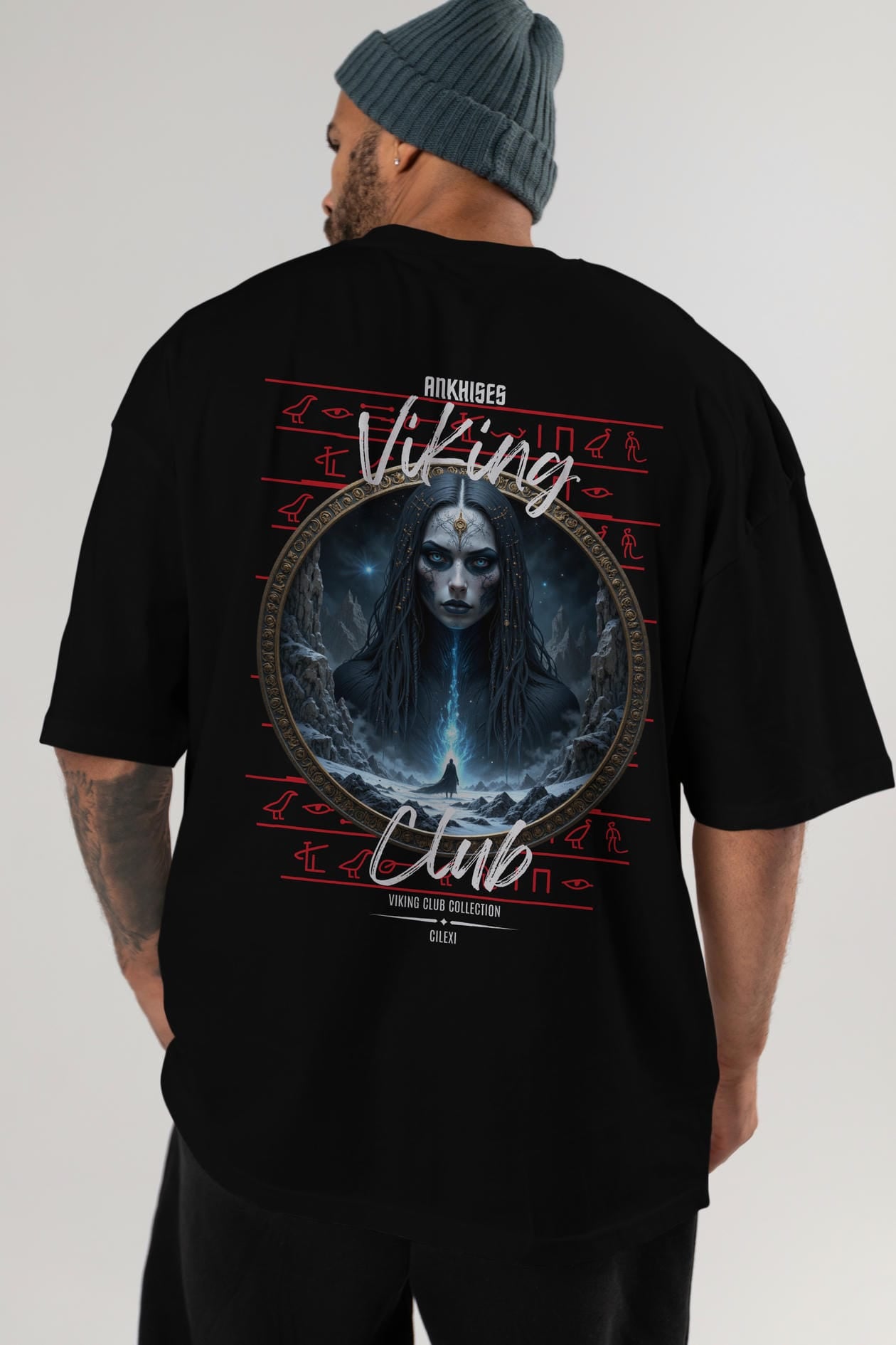 Viking Mitolojisi Serisi 11 Arka Baskılı Oversize t-shirt Erkek Kadın %100 Pamuk Bisiklet Yaka tişort
