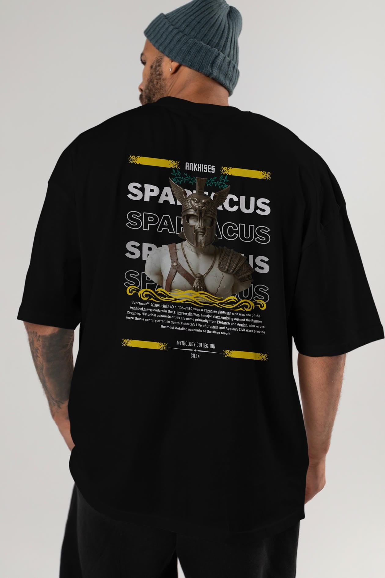 Spartacus 1 Arka Baskılı Oversize t-shirt Erkek Kadın %100 Pamuk Bisiklet Yaka tişort