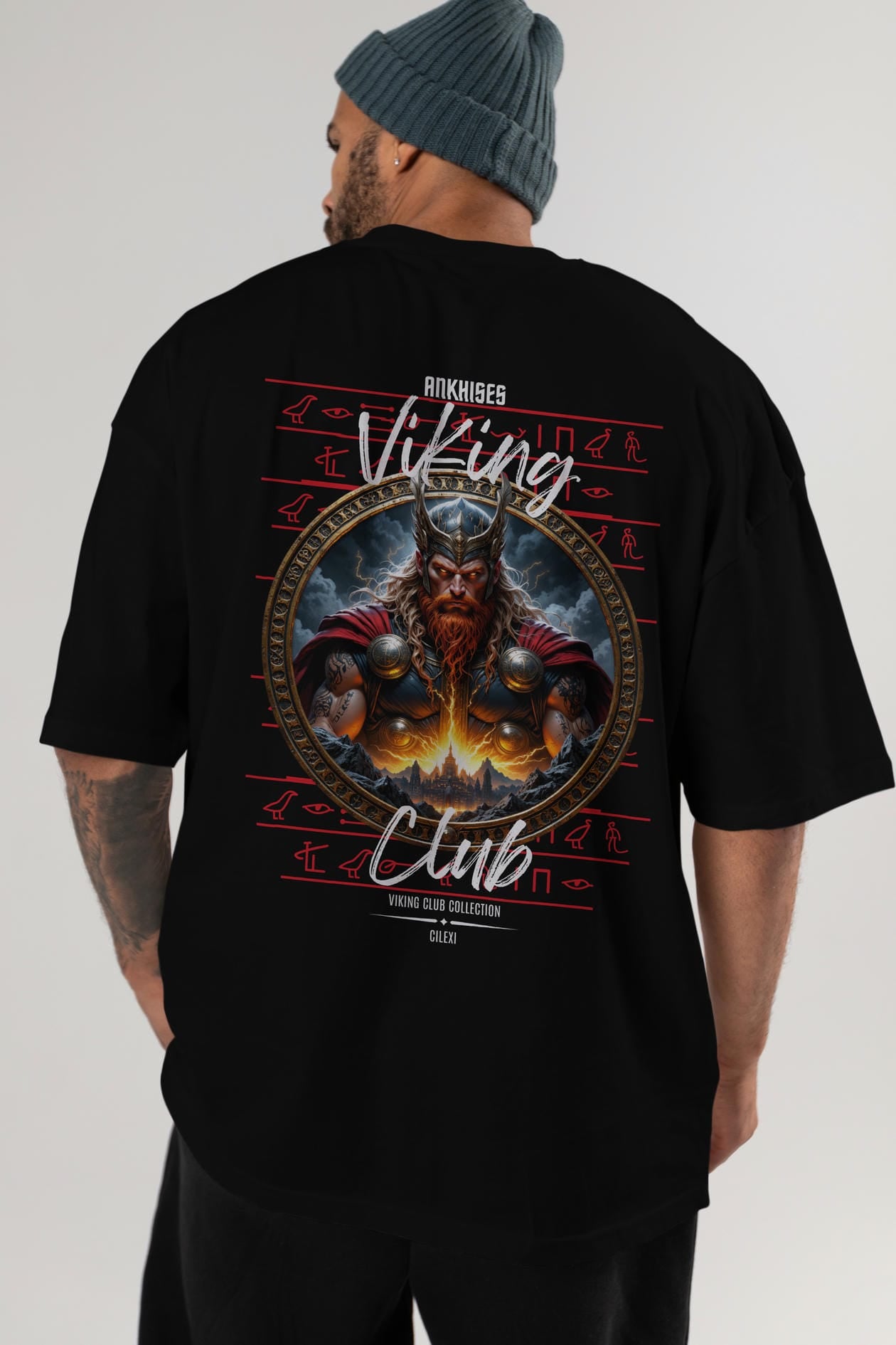 Thor 1 Arka Baskılı Oversize t-shirt Erkek Kadın %100 Pamuk Bisiklet Yaka tişort