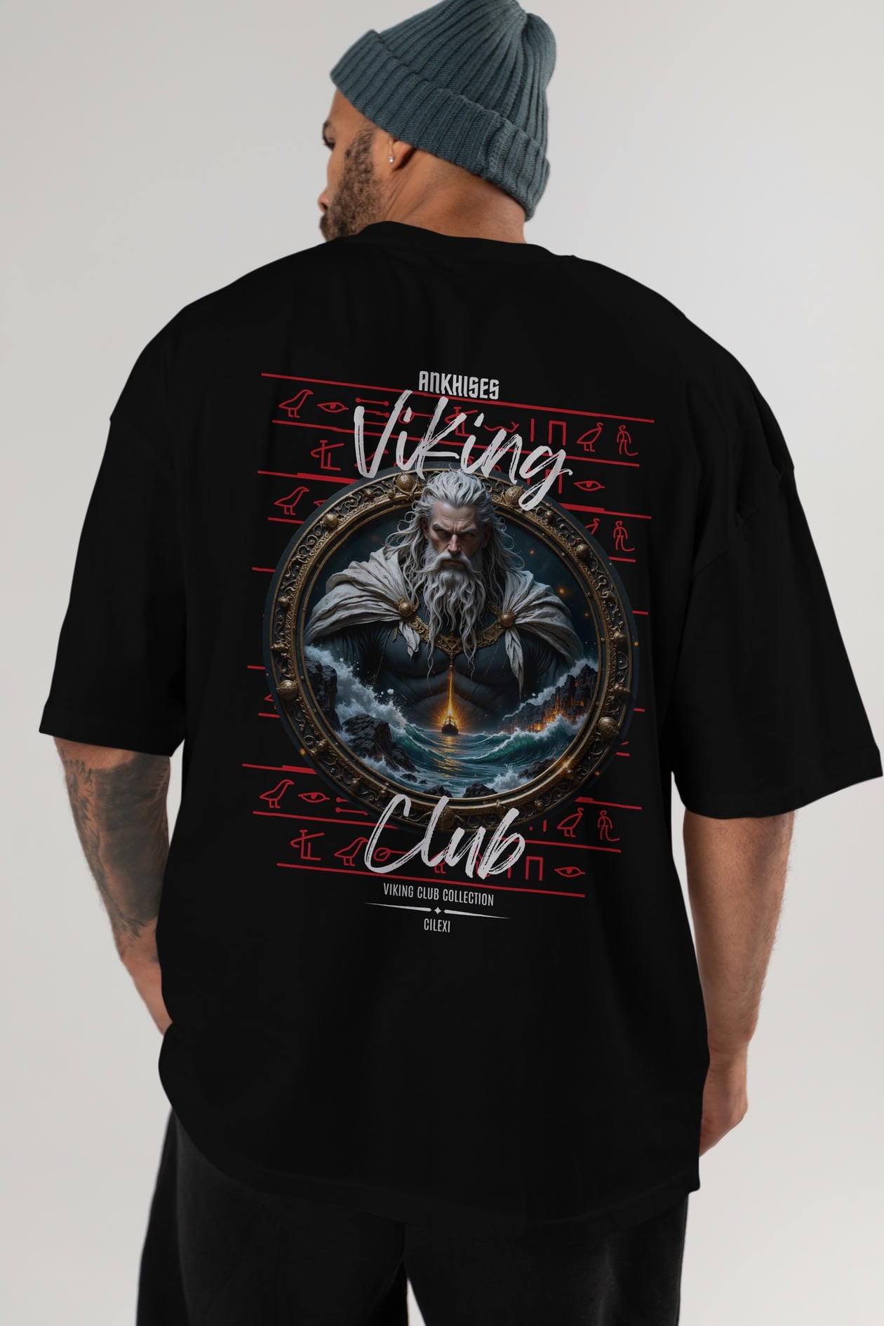 Viking Mitolojisi Serisi 13 Arka Baskılı Oversize t-shirt Erkek Kadın %100 Pamuk Bisiklet Yaka tişort