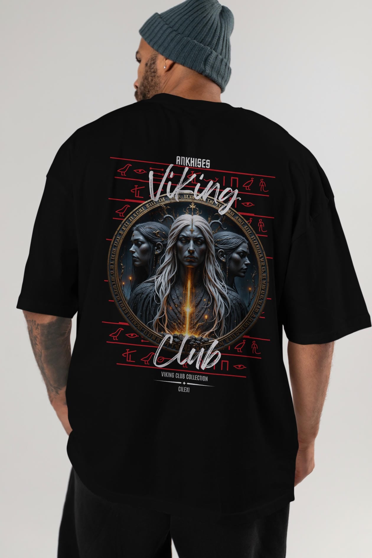 Viking Mitolojisi Serisi 24 Arka Baskılı Oversize t-shirt Erkek Kadın %100 Pamuk Bisiklet Yaka tişort