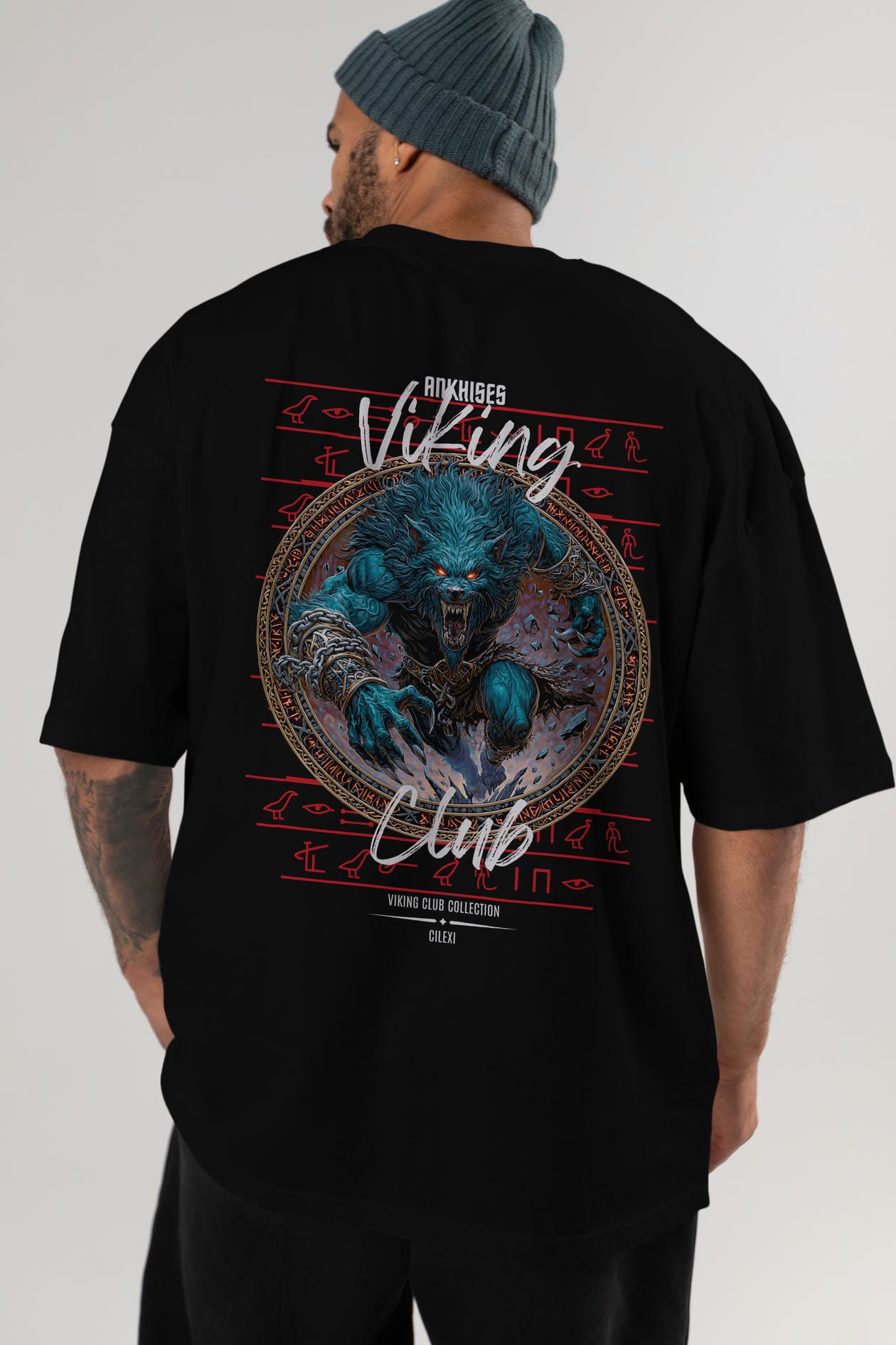 Fenrir Baskılı Oversize t-shirt Erkek Kadın %100 Pamuk Bisiklet Yaka tişort