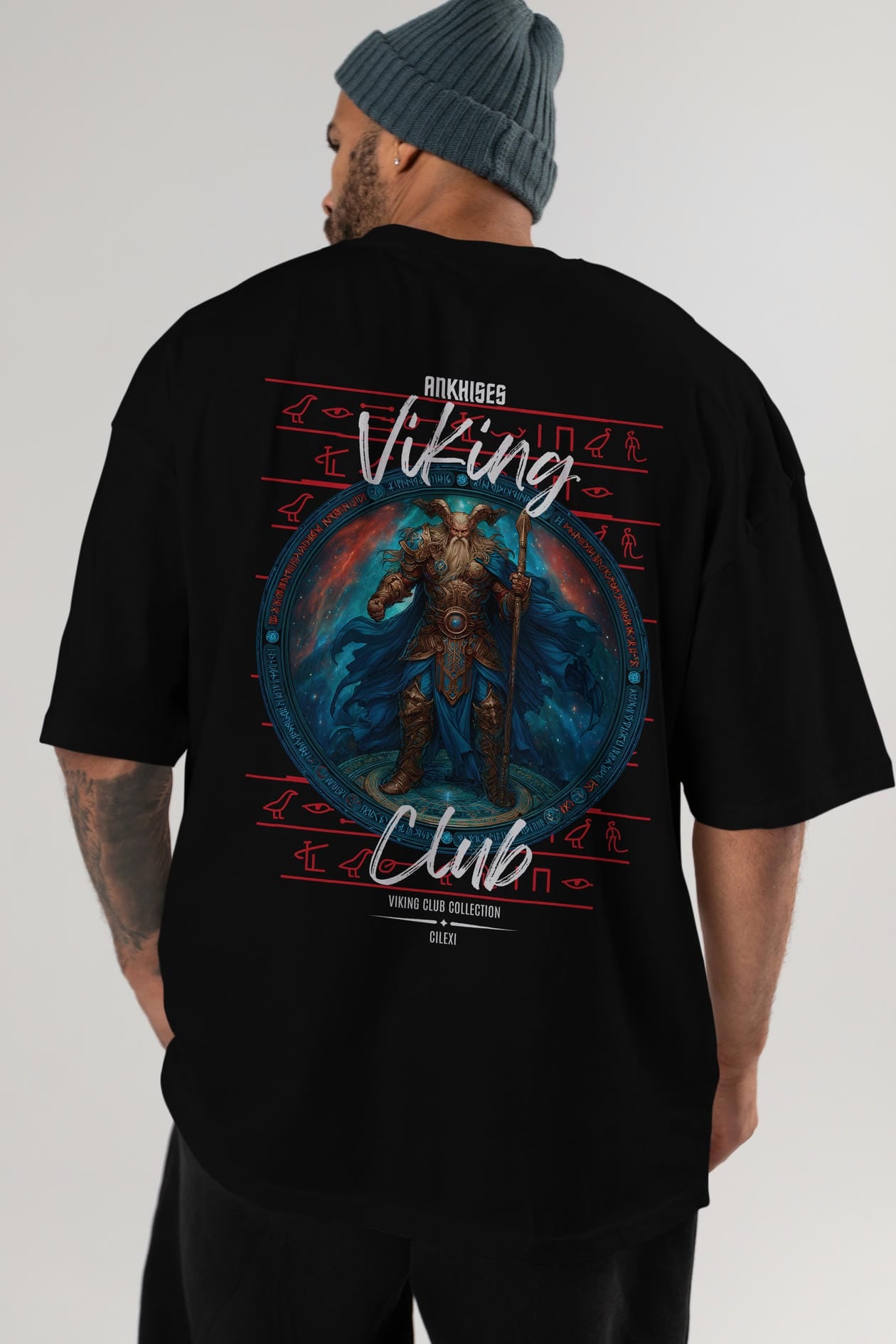 Heimdall Baskılı Oversize t-shirt Erkek Kadın %100 Pamuk Bisiklet Yaka tişort