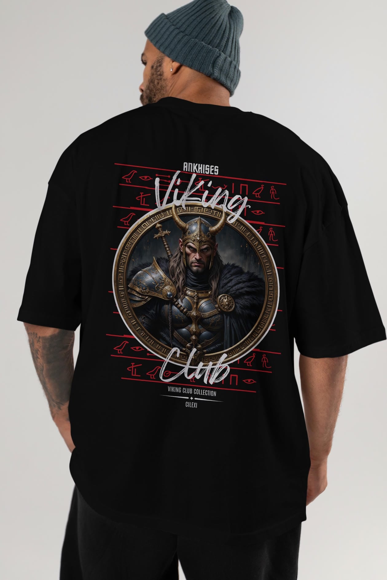 Viking Mitolojisi Serisi 21 Arka Baskılı Oversize t-shirt Erkek Kadın %100 Pamuk Bisiklet Yaka tişort