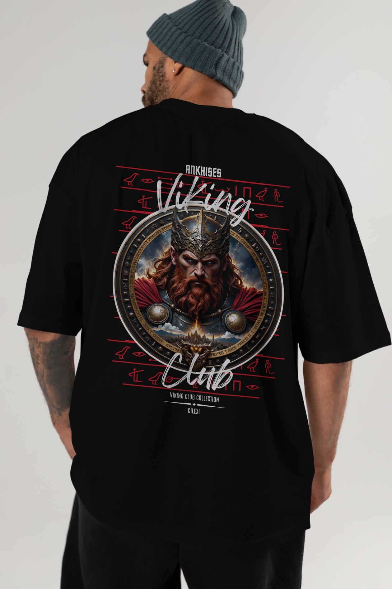 Thor 2 Arka Baskılı Oversize t-shirt Erkek Kadın %100 Pamuk Bisiklet Yaka tişort
