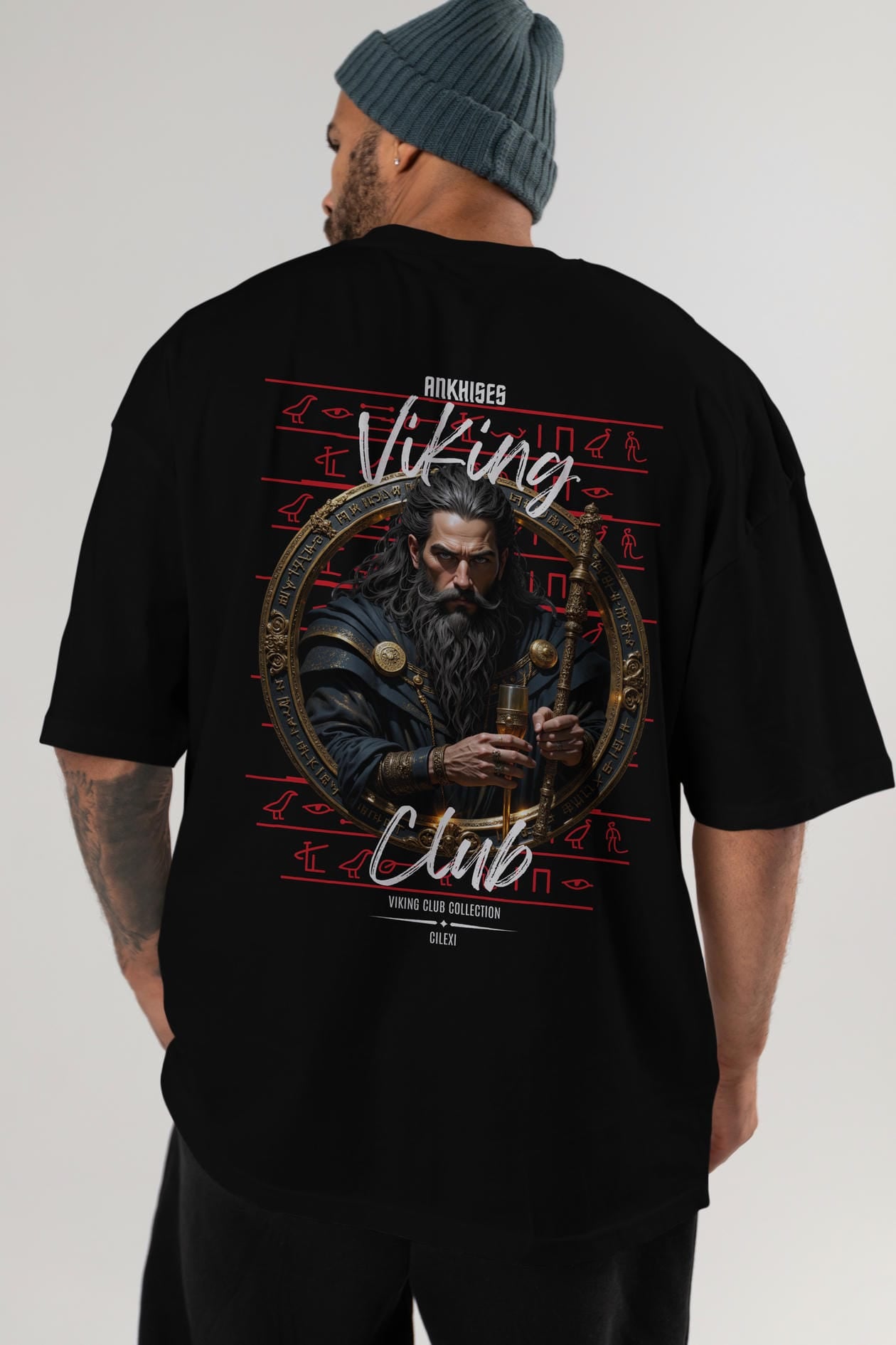 Viking Mitolojisi Serisi 20 Arka Baskılı Oversize t-shirt Erkek Kadın %100 Pamuk Bisiklet Yaka tişort
