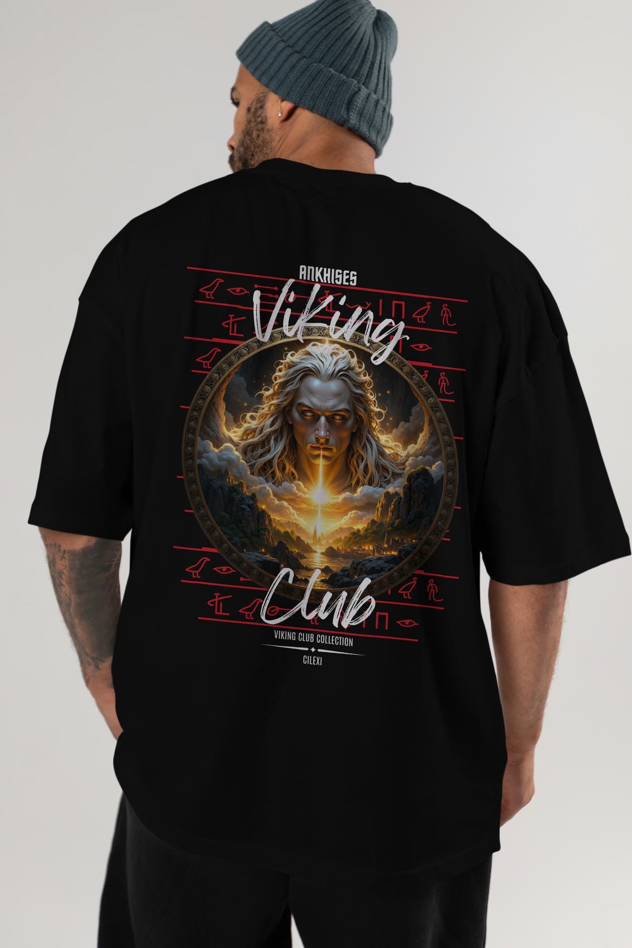 Viking Mitolojisi Serisi 15 Arka Baskılı Oversize t-shirt Erkek Kadın %100 Pamuk Bisiklet Yaka tişort