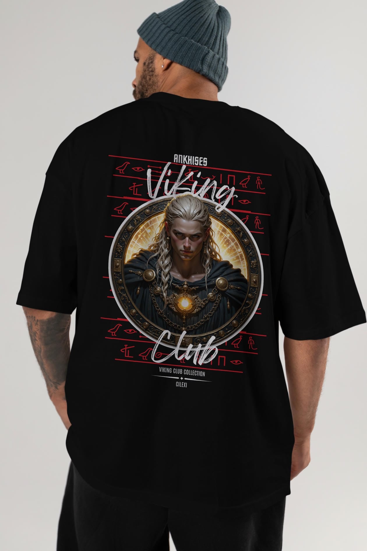 Viking Mitolojisi Serisi 14 Arka Baskılı Oversize t-shirt Erkek Kadın %100 Pamuk Bisiklet Yaka tişort
