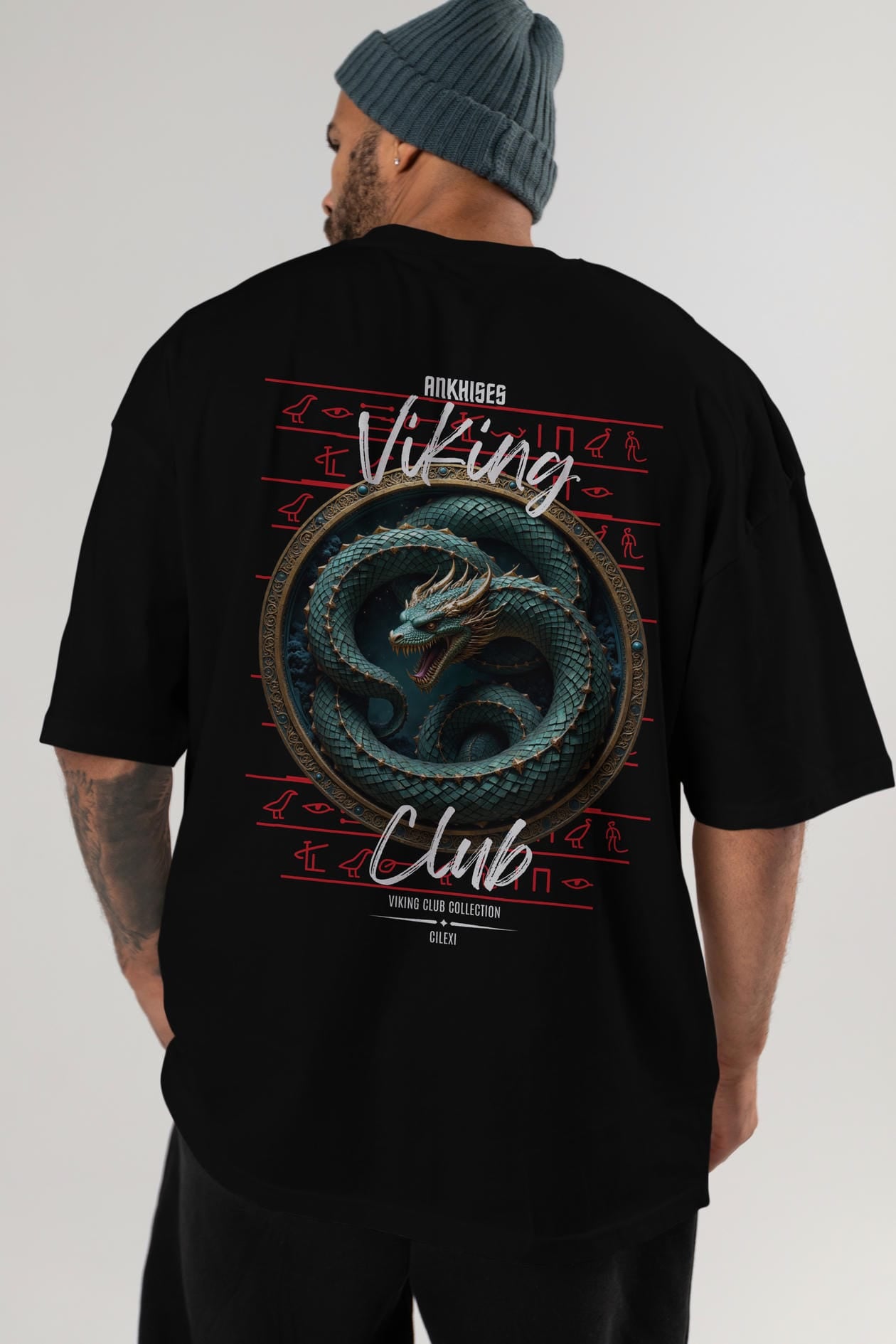 Viking Mitolojisi Serisi 25 Arka Baskılı Oversize t-shirt Erkek Kadın %100 Pamuk Bisiklet Yaka tişort