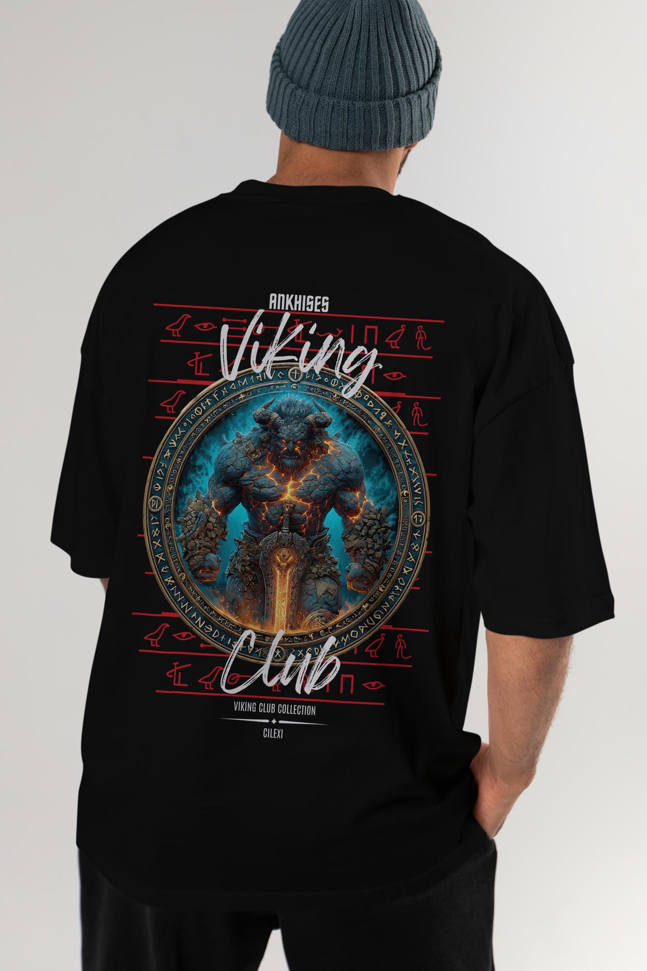 Surtr Arka Baskılı Oversize t-shirt Erkek Kadın %100 Pamuk Bisiklet Yaka tişort