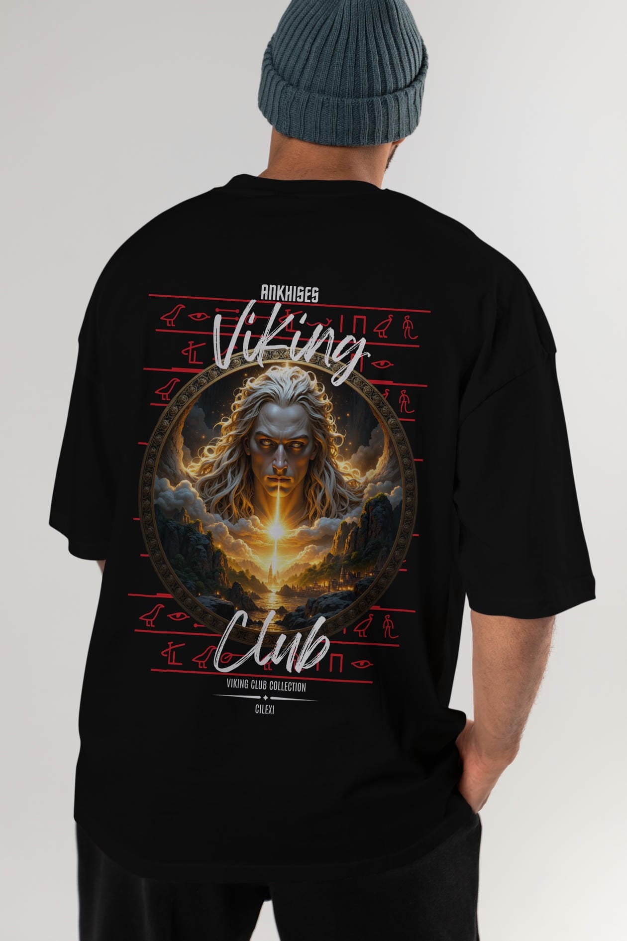 Viking Mitolojisi Serisi 15 Arka Baskılı Oversize t-shirt Erkek Kadın %100 Pamuk Bisiklet Yaka tişort