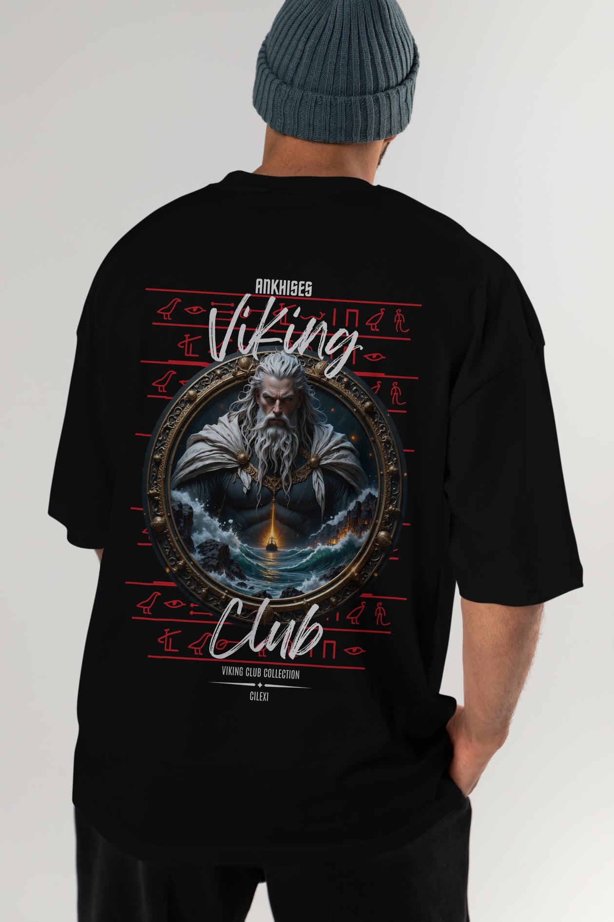 Viking Mitolojisi Serisi 13 Arka Baskılı Oversize t-shirt Erkek Kadın %100 Pamuk Bisiklet Yaka tişort