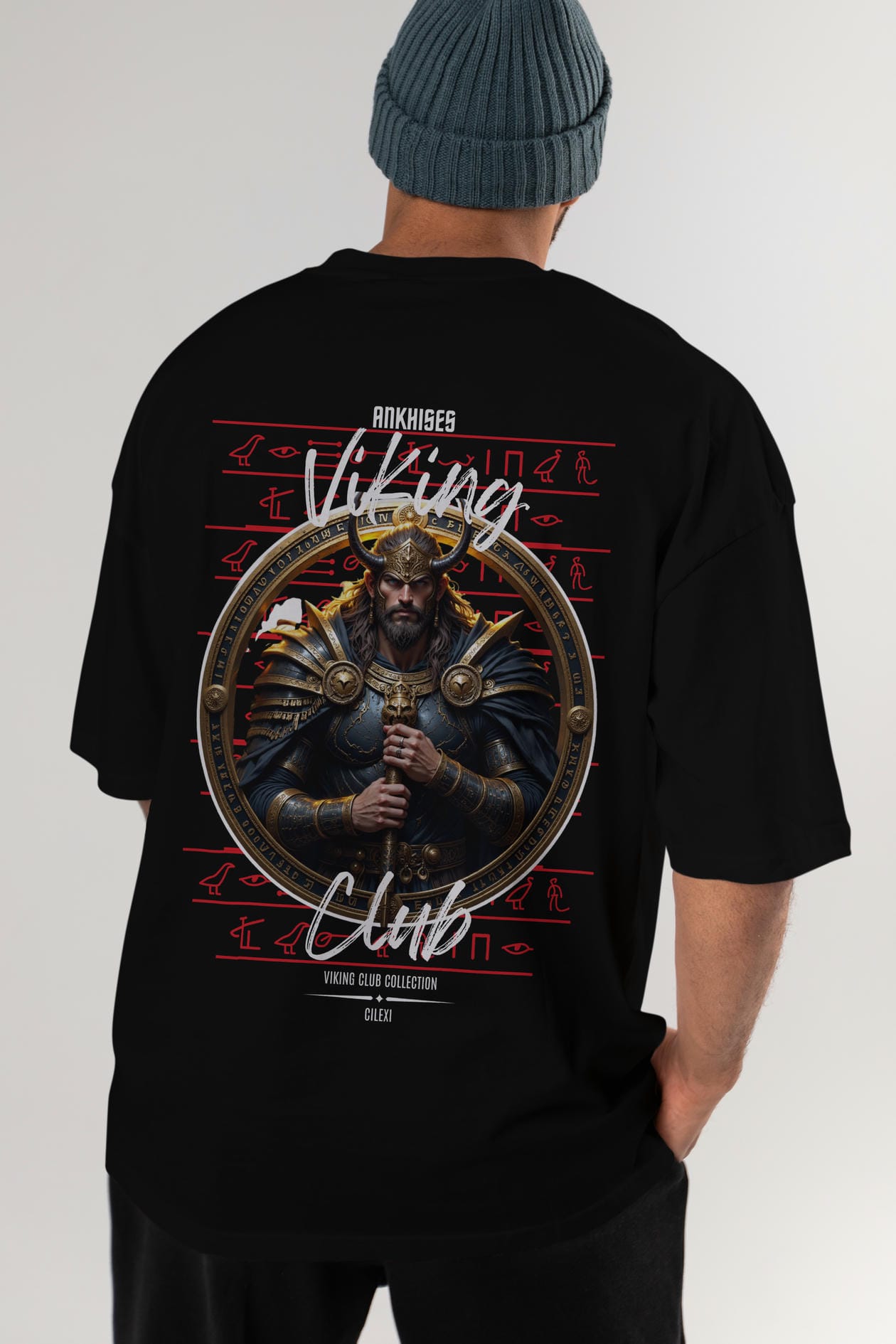 Viking Mitolojisi Serisi 8 Arka Baskılı Oversize t-shirt Erkek Kadın %100 Pamuk Bisiklet Yaka tişort