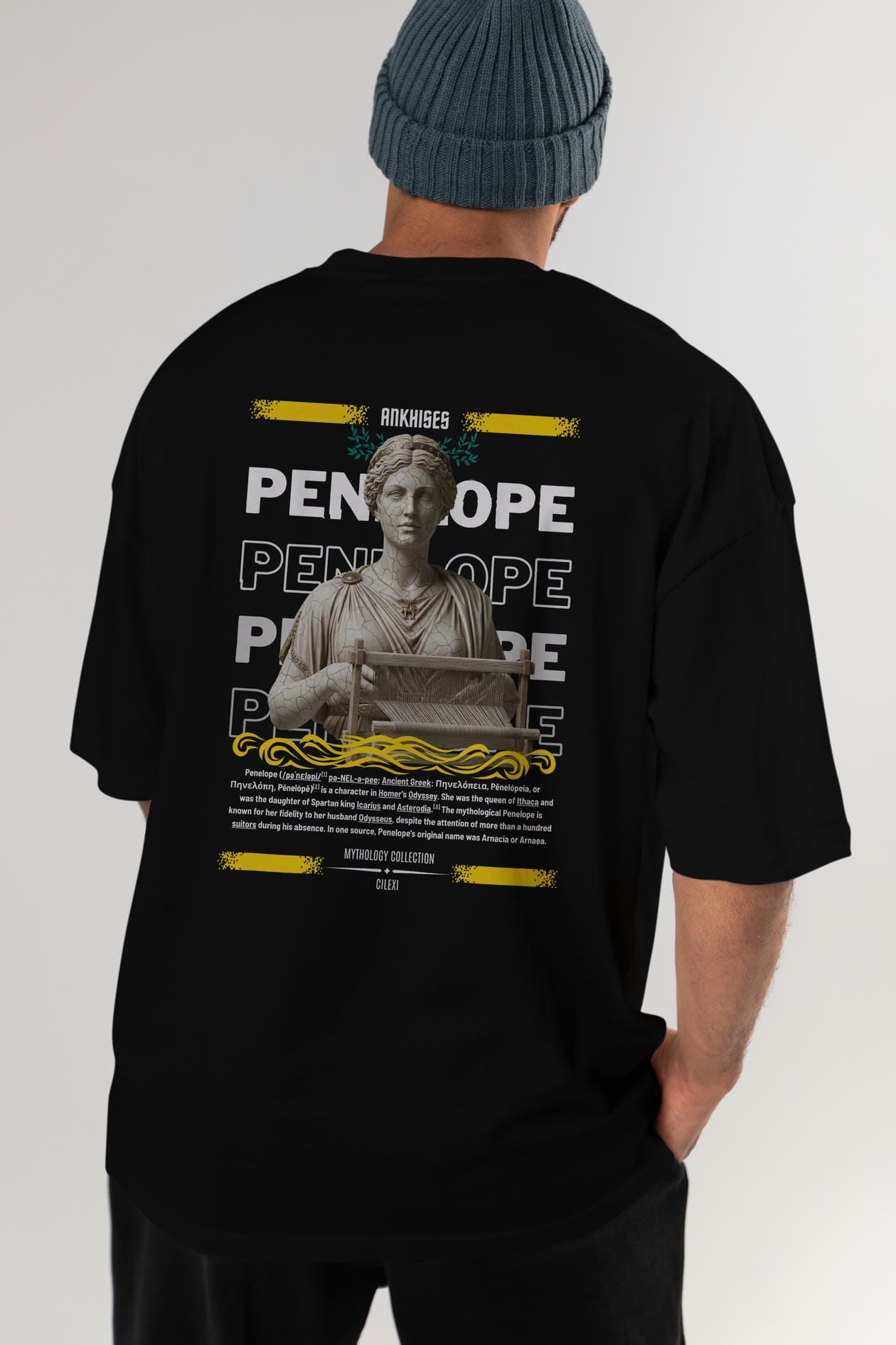 Penelope 2 Arka Baskılı Oversize t-shirt Erkek Kadın %100 Pamuk Bisiklet Yaka tişort