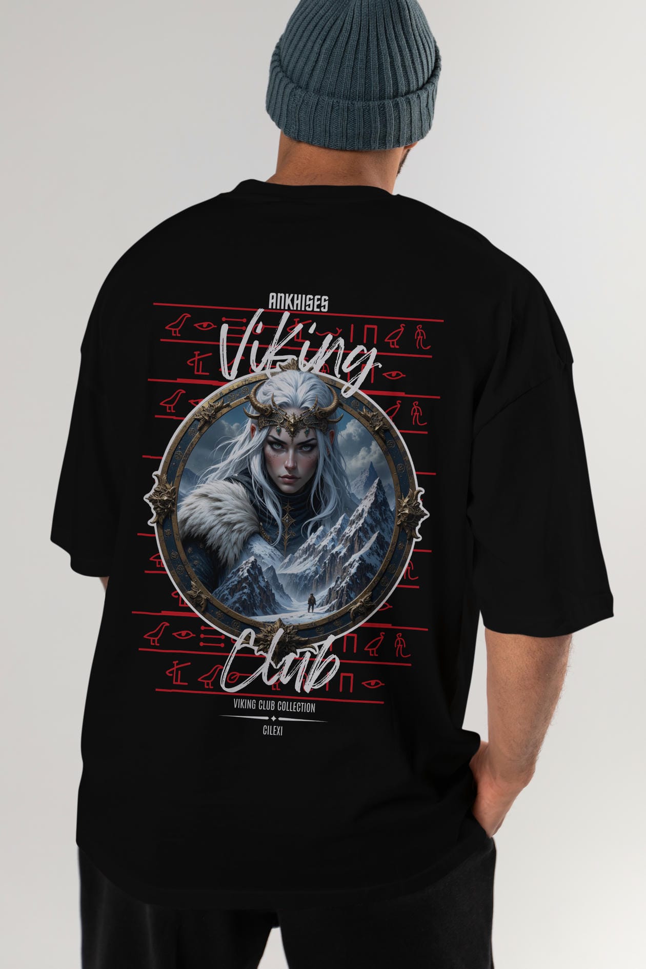 Viking Mitolojisi Serisi 19 Arka Baskılı Oversize t-shirt Erkek Kadın %100 Pamuk Bisiklet Yaka tişort