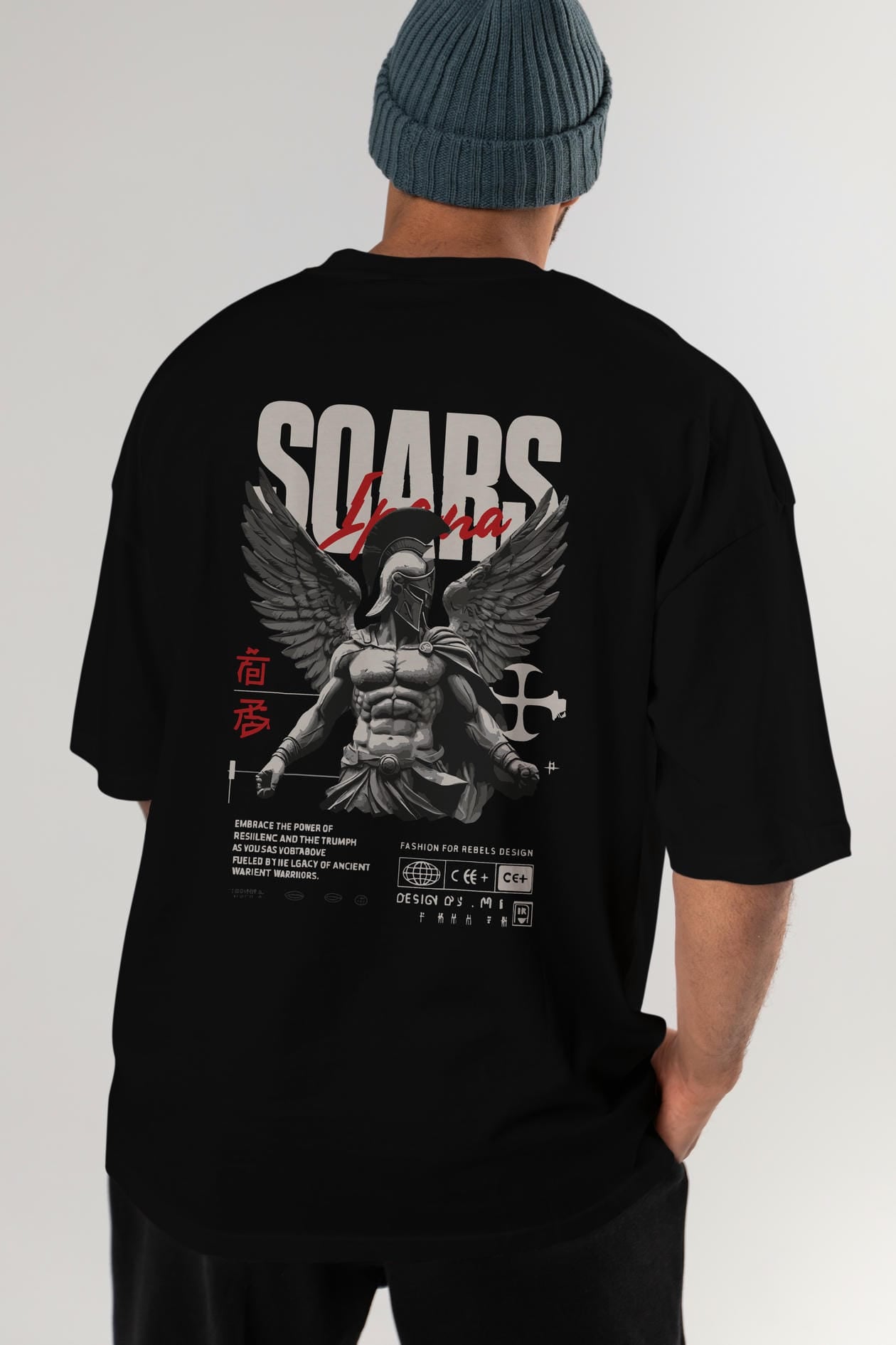 Soars Arka Baskılı Oversize t-shirt Erkek Kadın %100 Pamuk Bisiklet Yaka tişort
