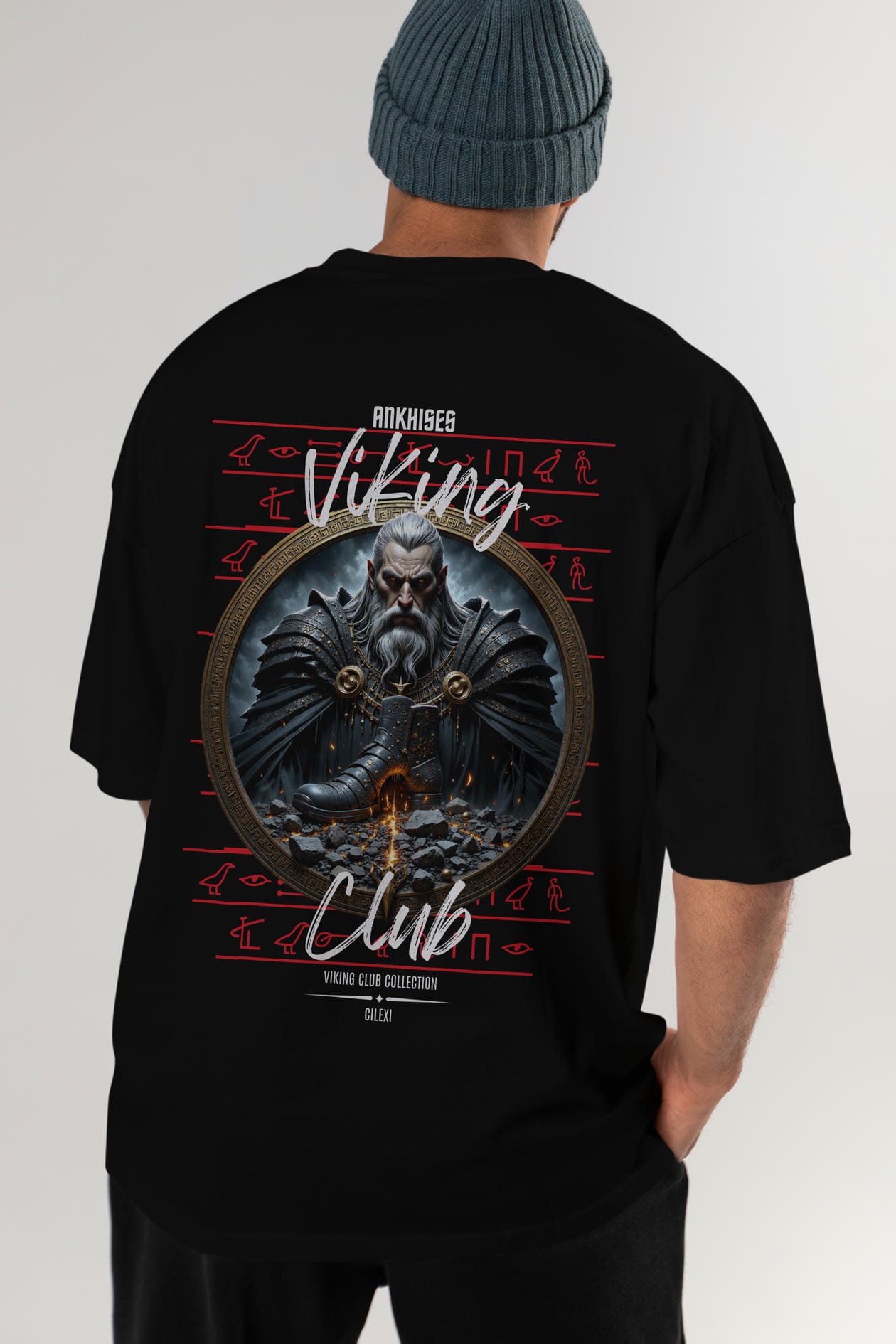 Viking Mitolojisi Serisi 22 Arka Baskılı Oversize t-shirt Erkek Kadın %100 Pamuk Bisiklet Yaka tişort