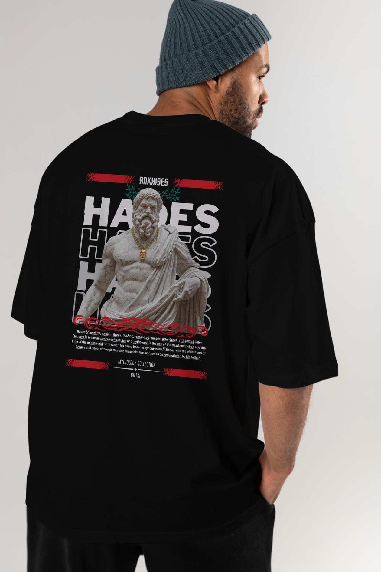 Hades 2 Arka Baskılı Oversize t-shirt Erkek Kadın %100 Pamuk Bisiklet Yaka tişort