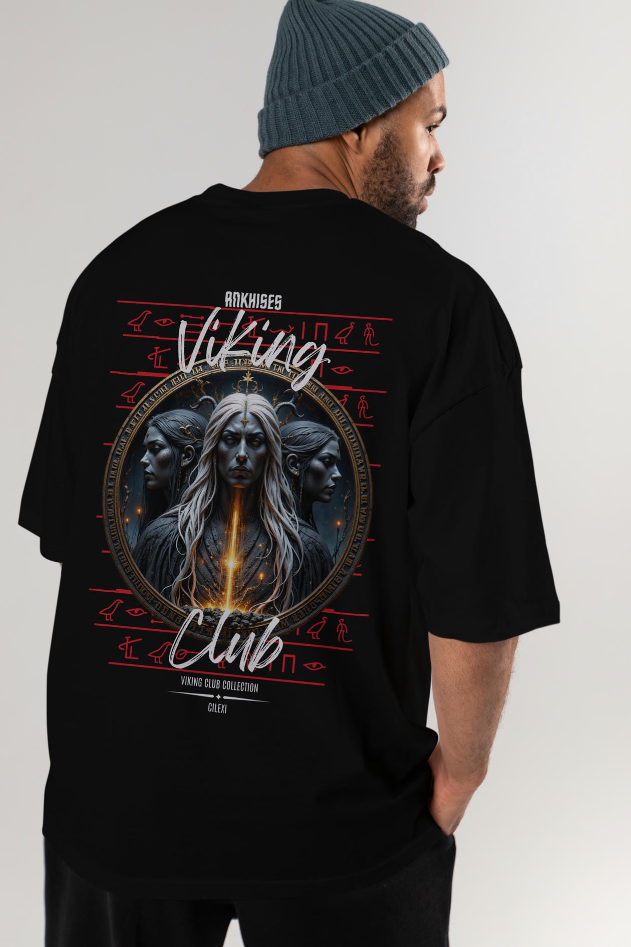 Viking Mitolojisi Serisi 24 Arka Baskılı Oversize t-shirt Erkek Kadın %100 Pamuk Bisiklet Yaka tişort