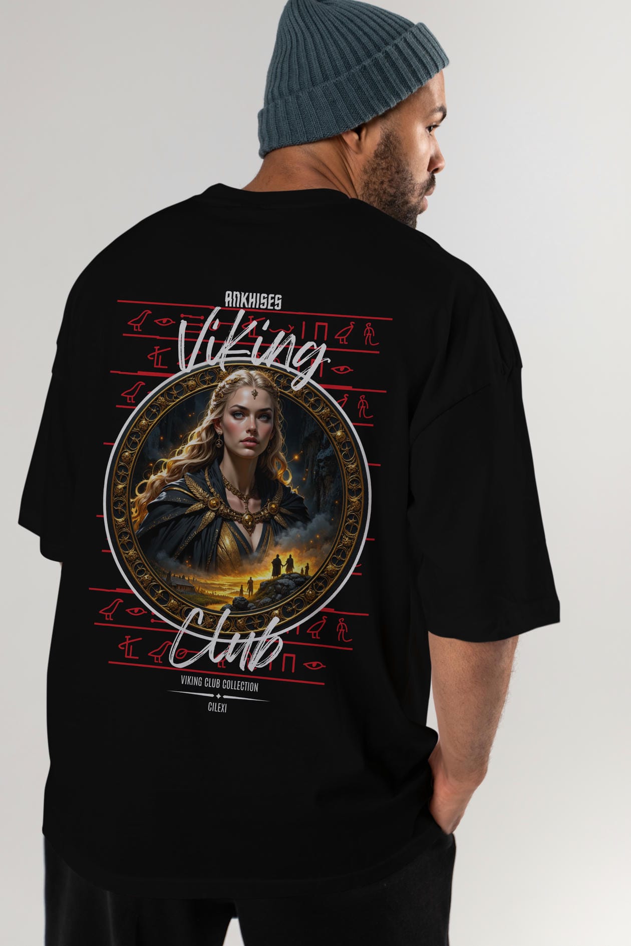 Viking Mitolojisi Serisi 1 Arka Baskılı Oversize t-shirt Erkek Kadın %100 Pamuk Bisiklet Yaka tişort