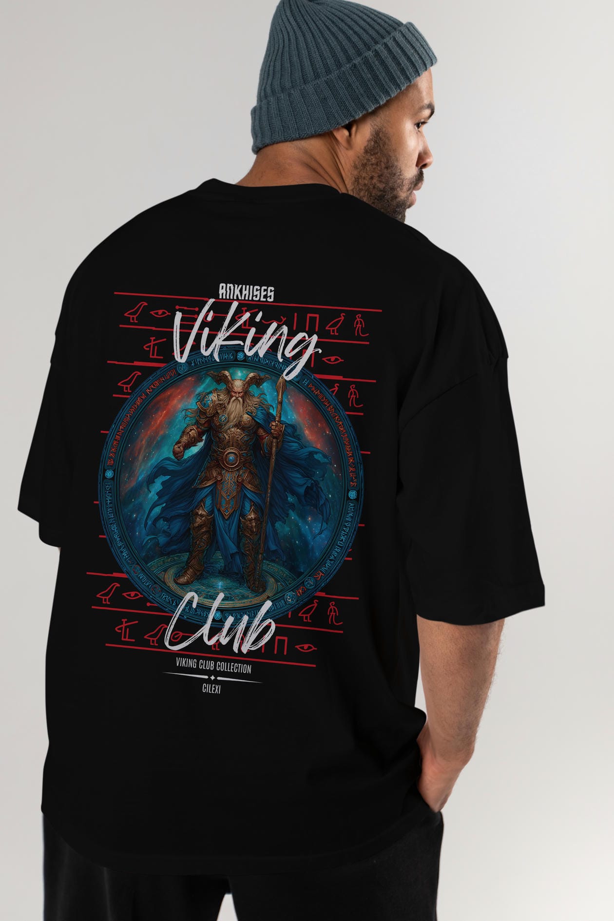 Heimdall Baskılı Oversize t-shirt Erkek Kadın %100 Pamuk Bisiklet Yaka tişort