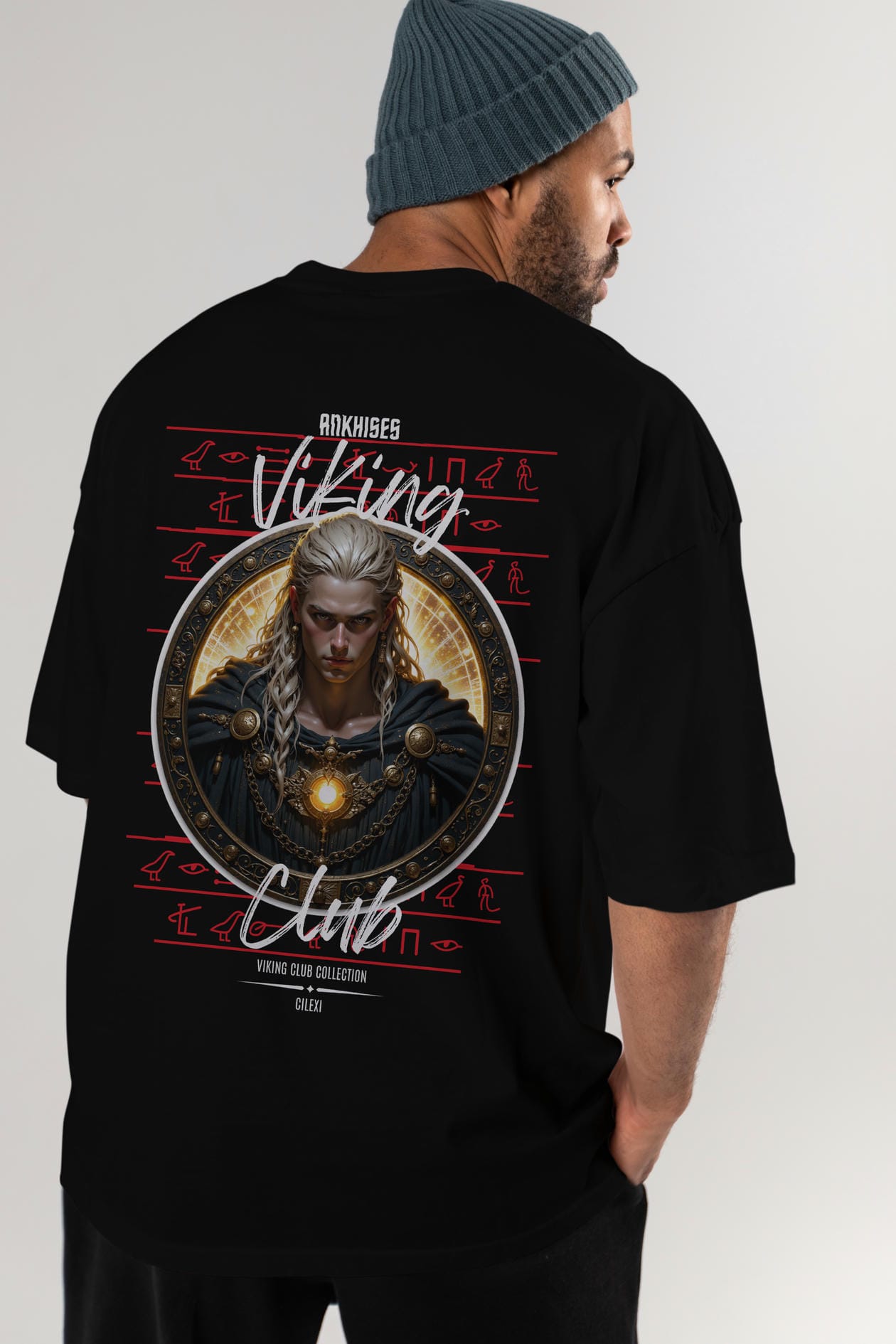 Viking Mitolojisi Serisi 14 Arka Baskılı Oversize t-shirt Erkek Kadın %100 Pamuk Bisiklet Yaka tişort