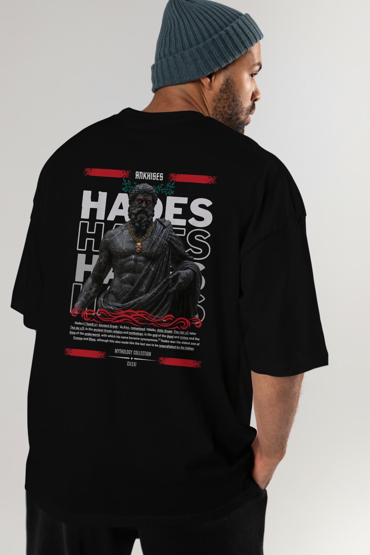 Hades 1 Arka Baskılı Oversize t-shirt Erkek Kadın %100 Pamuk Bisiklet Yaka tişort