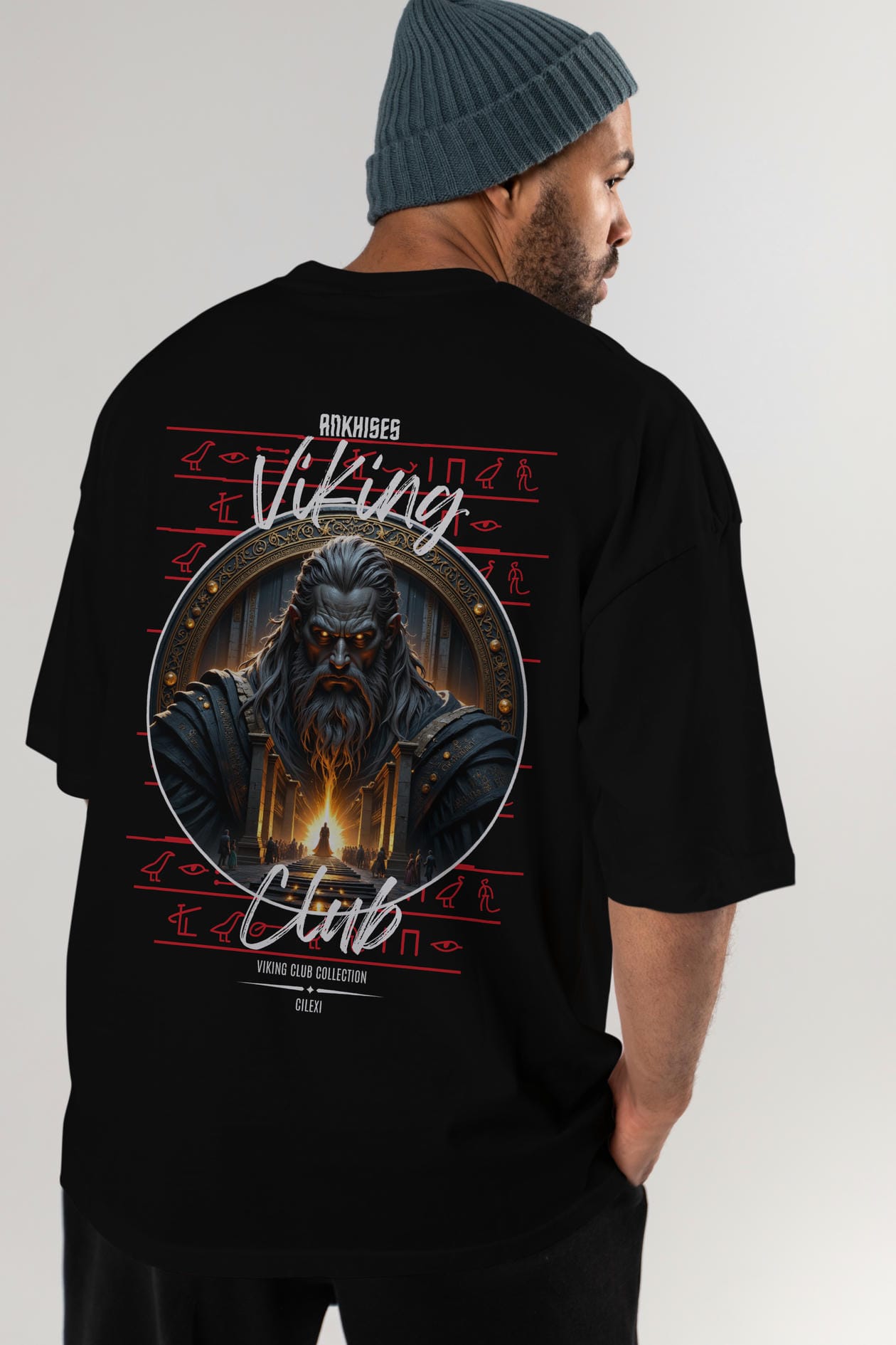 Odin 3 Arka Baskılı Oversize t-shirt Erkek Kadın %100 Pamuk Bisiklet Yaka tişort
