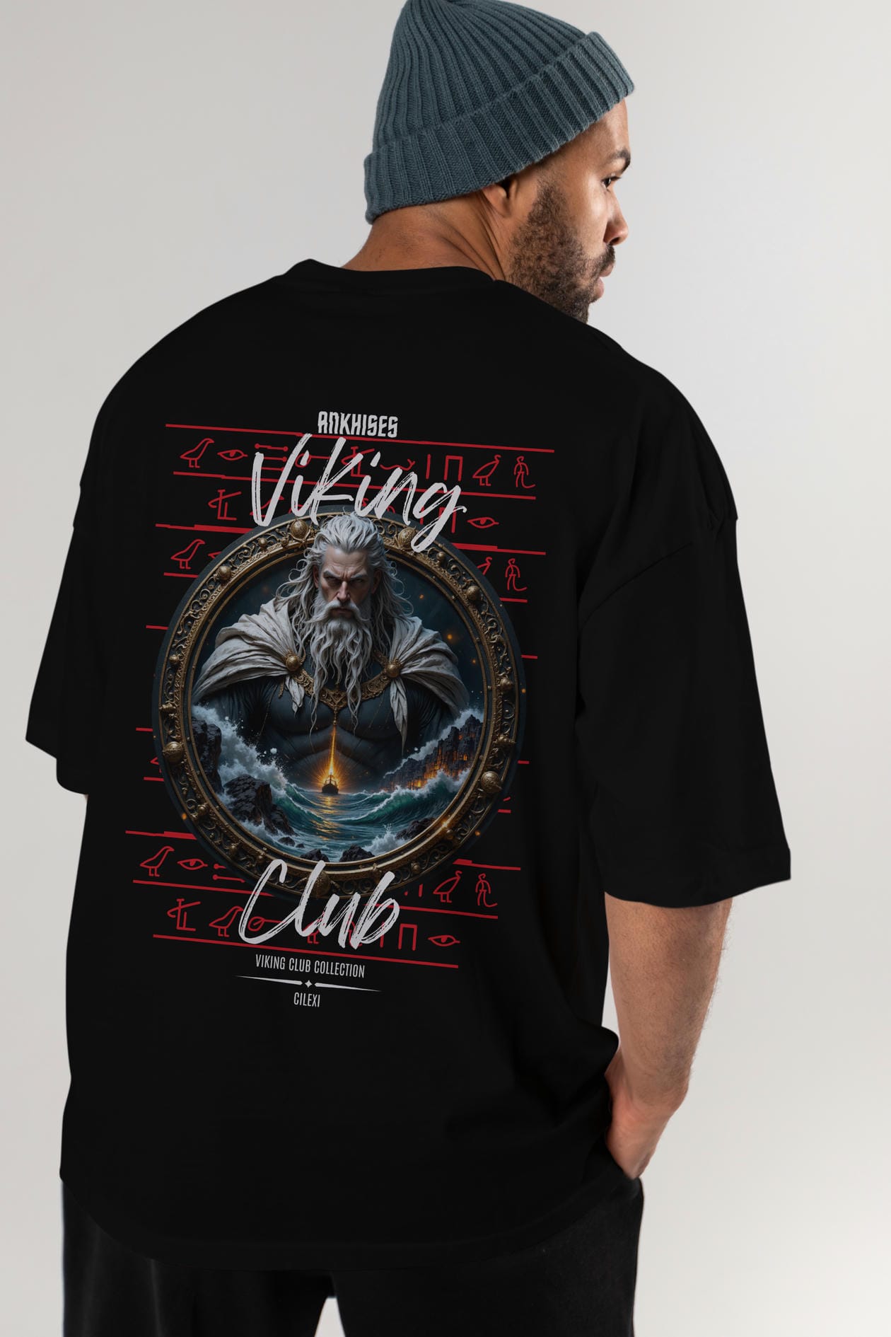 Viking Mitolojisi Serisi 13 Arka Baskılı Oversize t-shirt Erkek Kadın %100 Pamuk Bisiklet Yaka tişort