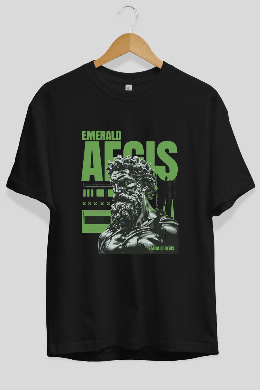 Emrald Regis ön Baskılı Oversize t-shirt Erkek Kadın %100 Pamuk Bisiklet Yaka tişort