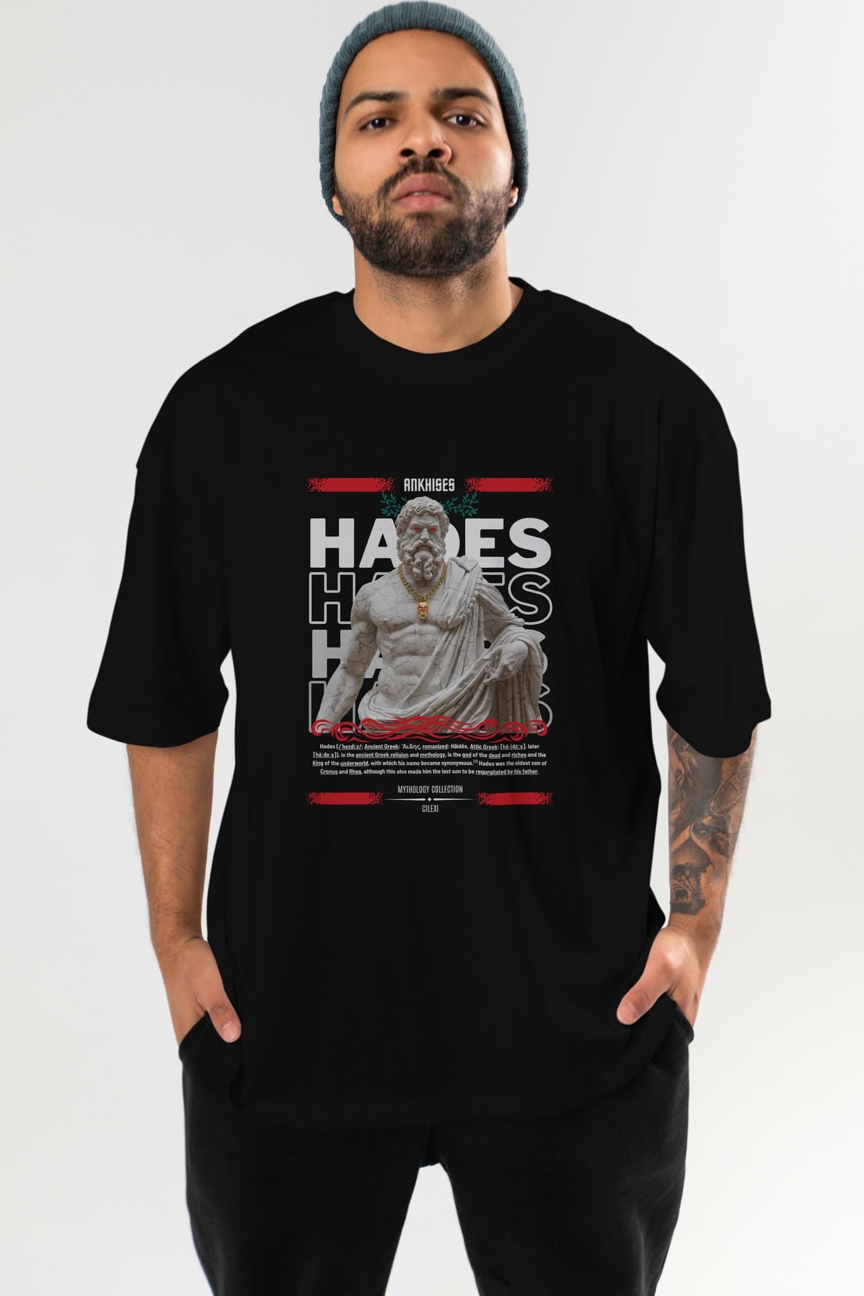 Hades 2 ön Baskılı Oversize t-shirt Erkek Kadın %100 Pamuk Bisiklet Yaka tişort
