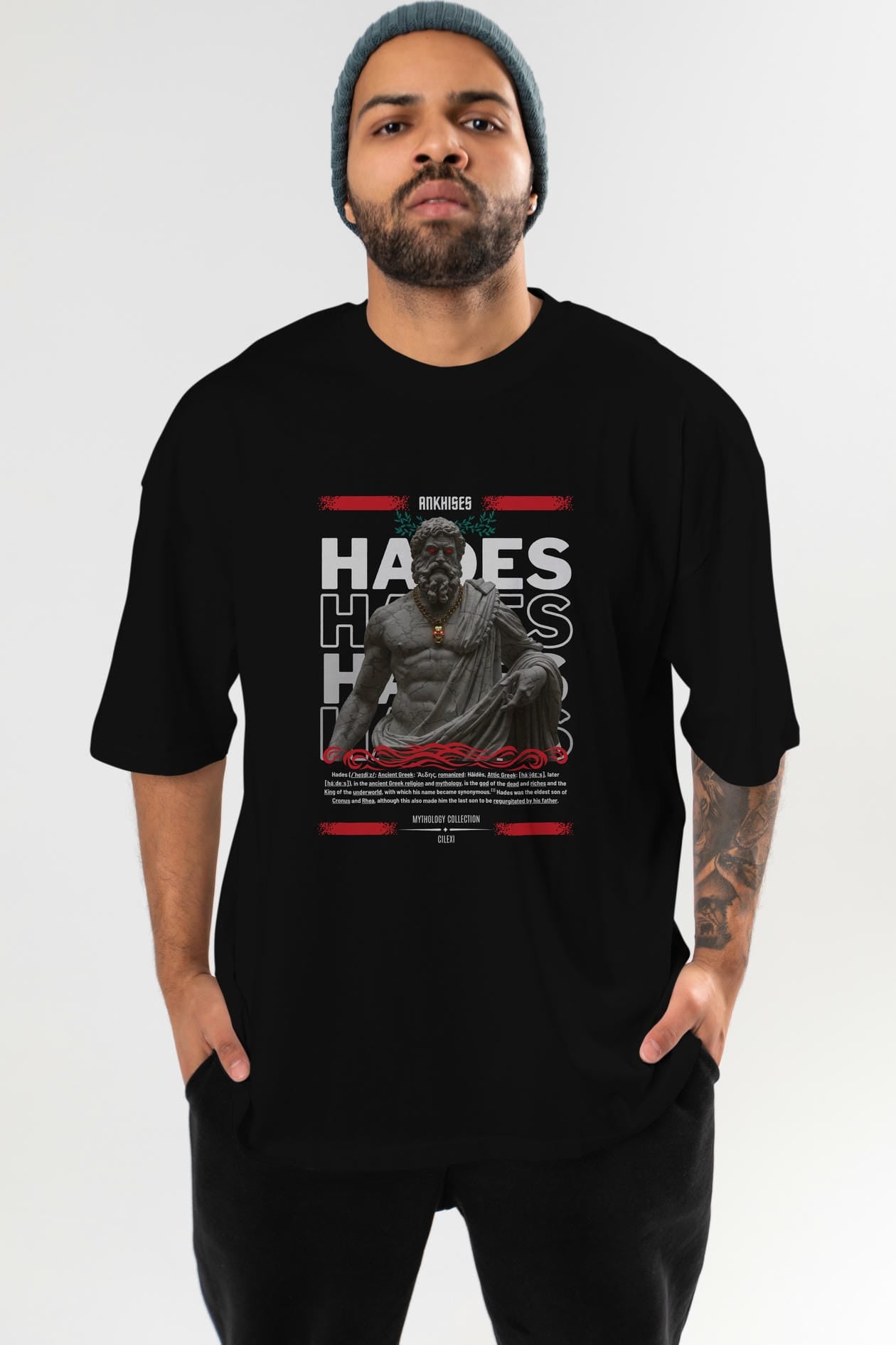 Hades 3 ön Baskılı Oversize t-shirt Erkek Kadın %100 Pamuk Bisiklet Yaka tişort