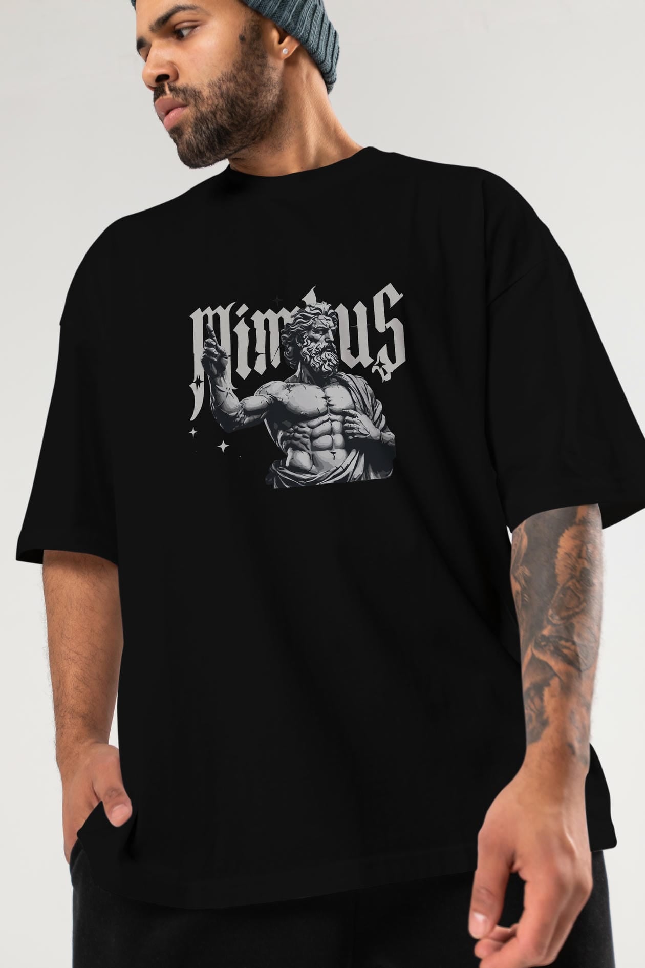 Mimbus Zeus ön Baskılı Oversize t-shirt Erkek Kadın %100 Pamuk Bisiklet Yaka tişort