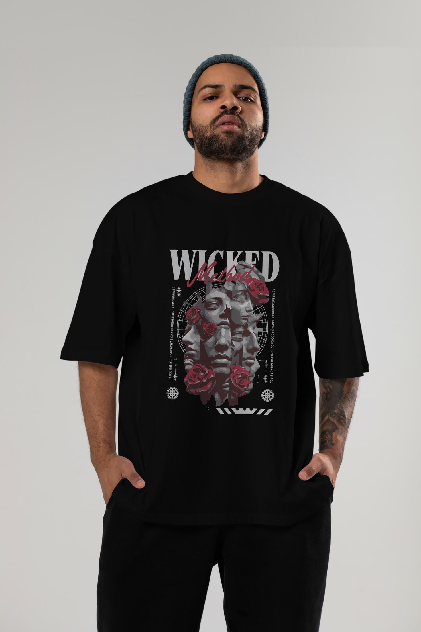 Wicked Method ön Baskılı Oversize t-shirt Erkek Kadın %100 Pamuk Bisiklet Yaka tişort