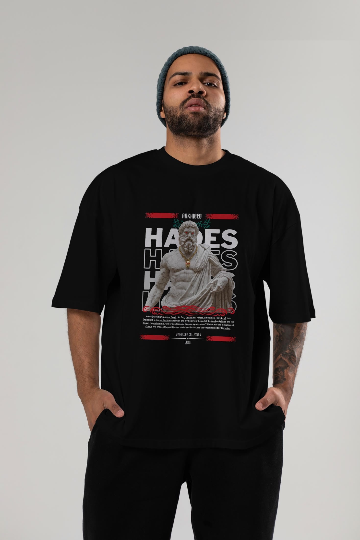 Hades 2 ön Baskılı Oversize t-shirt Erkek Kadın %100 Pamuk Bisiklet Yaka tişort