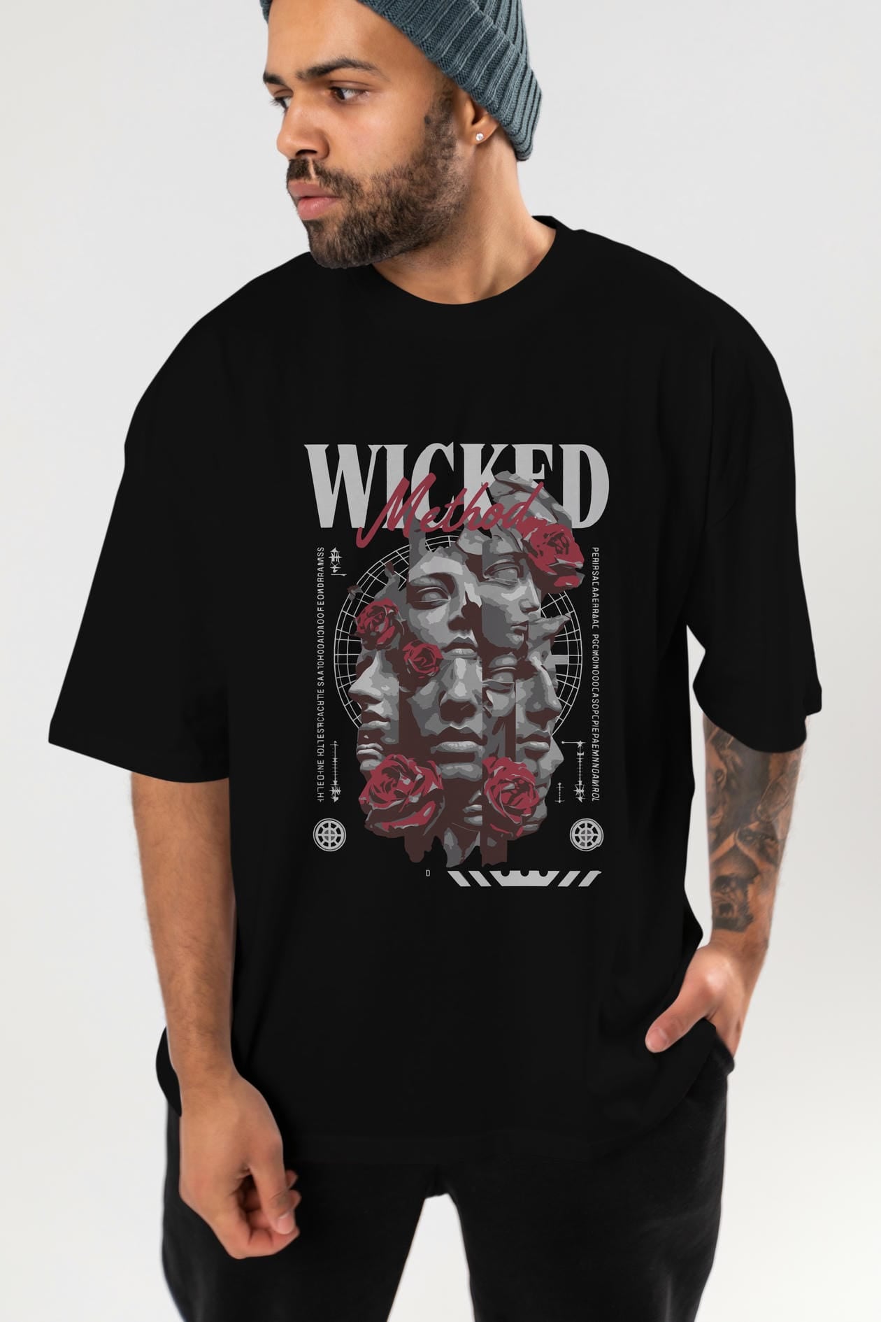 Wicked Method ön Baskılı Oversize t-shirt Erkek Kadın %100 Pamuk Bisiklet Yaka tişort